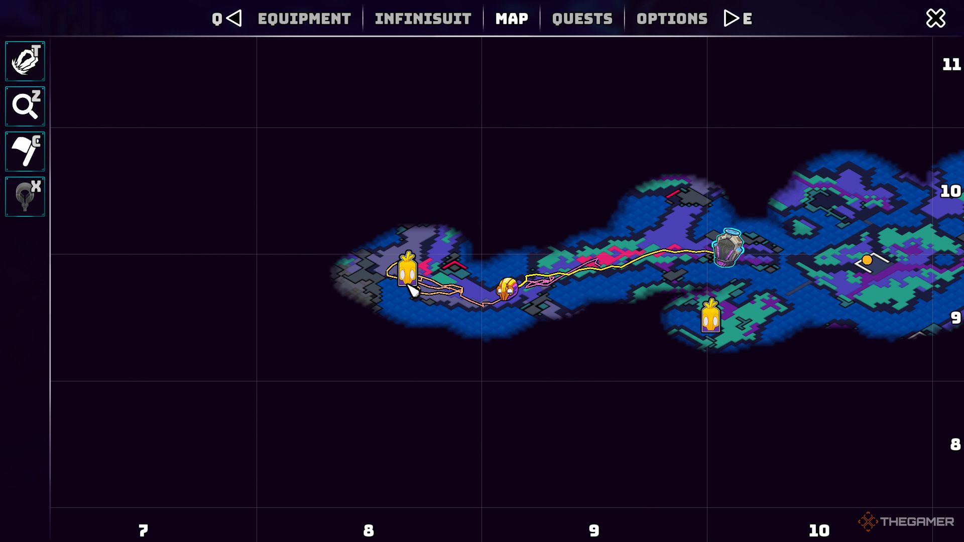 Looking at a D.E.D. on the map in Crashlands 2.