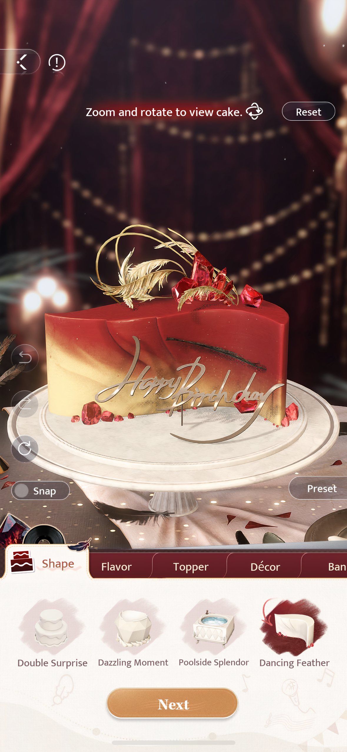 Love And Deepspace: A custom feather-shaped birthday cake for Sylus.