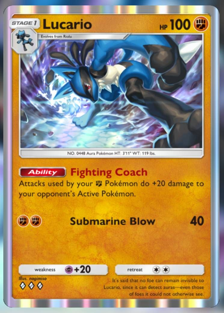 The Lucario card, from Space-Time Smackdown in Pokemon TCG Pocket.