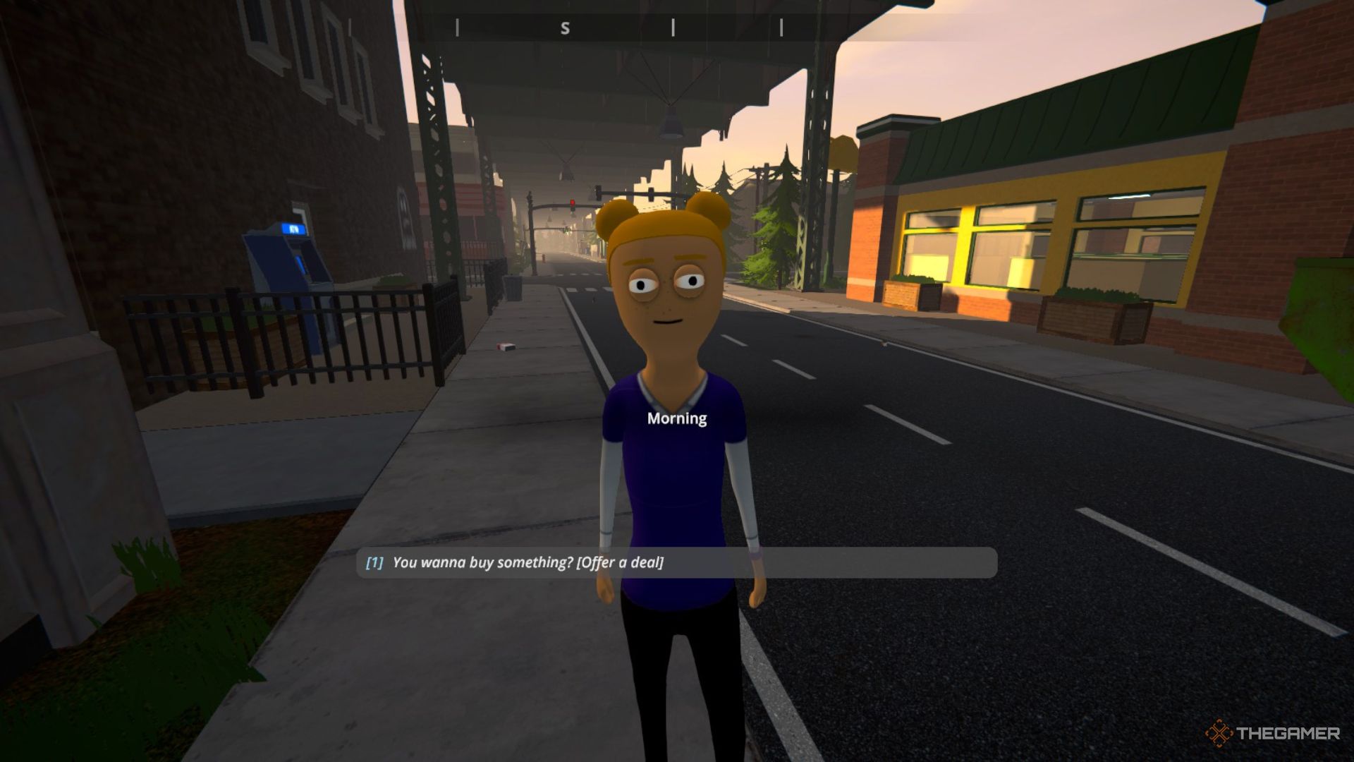 Player character speaking to Lucy Pennington, a Downtown customer, in Schedule 1.