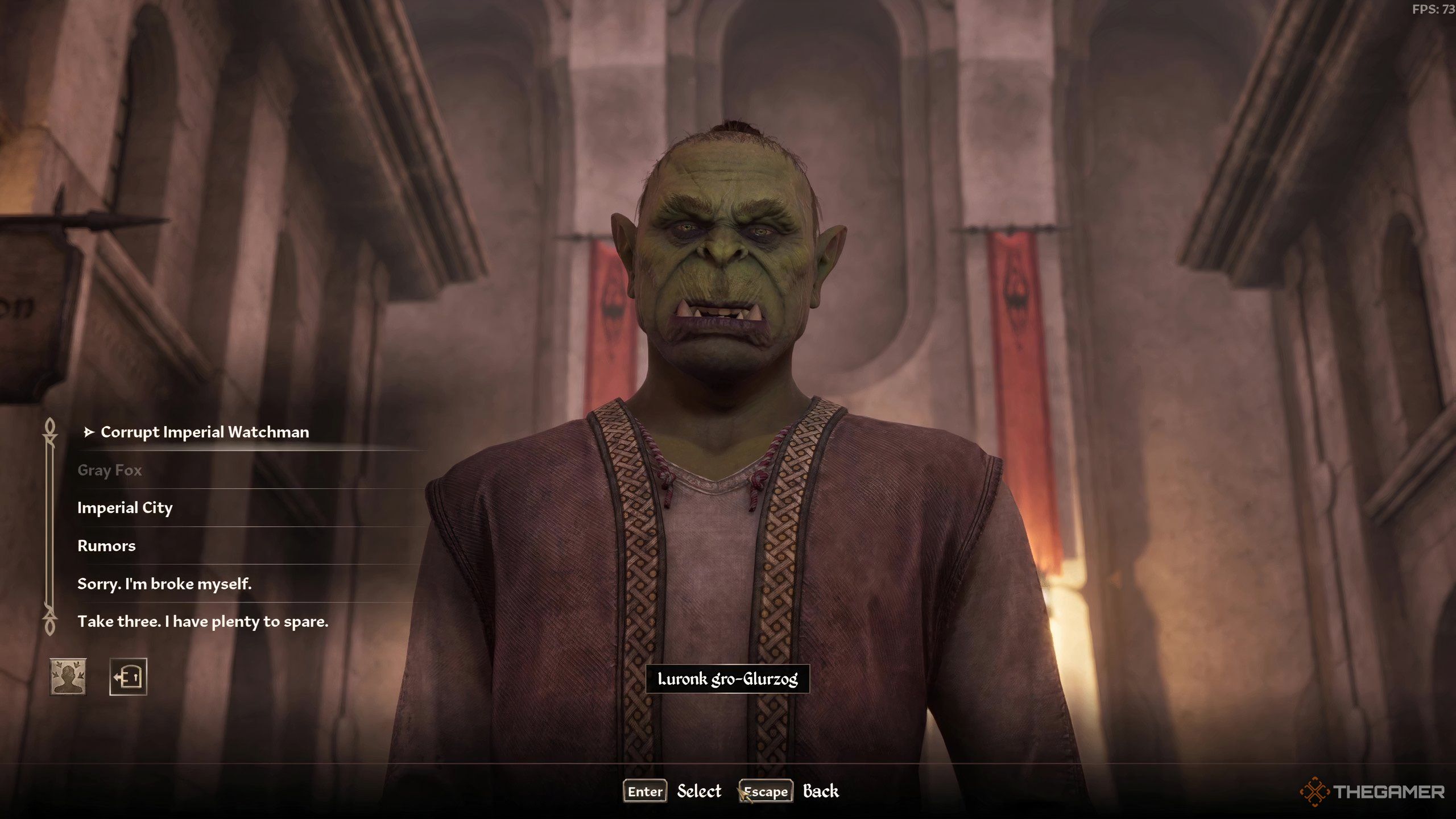 Luronk giving the player the Imperial Corruptoin quest in Oblivion Remastered.