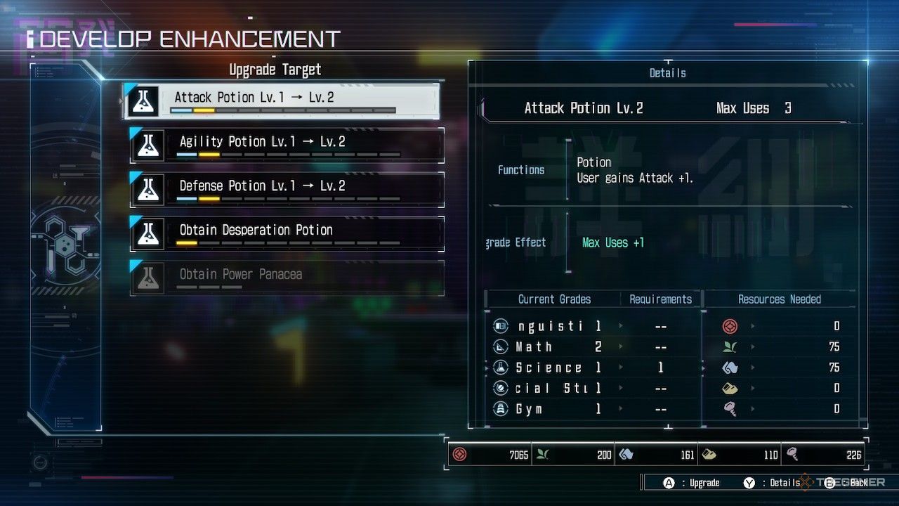Making an attack potion in The Hundred Line Last Defense Academy