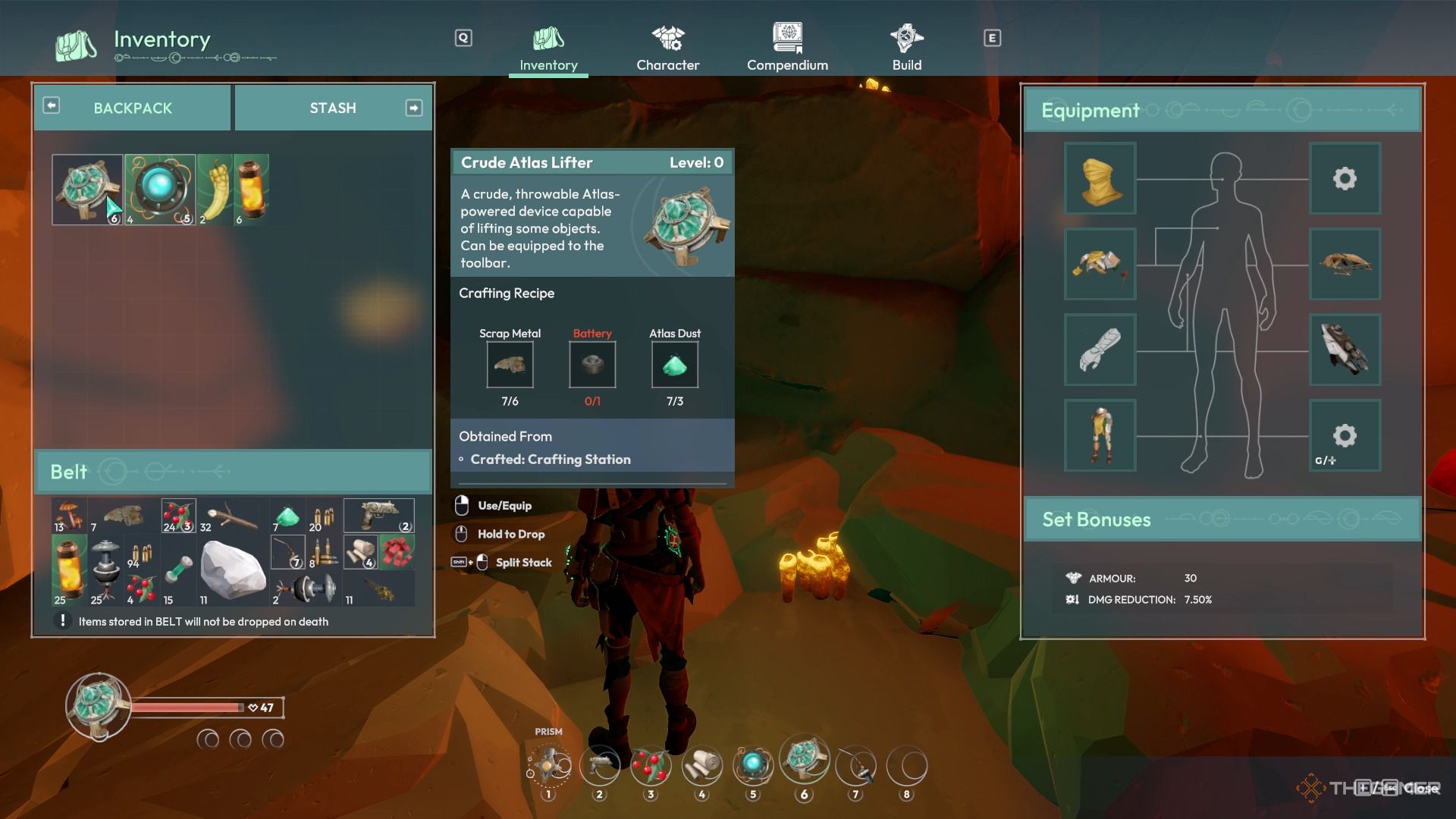 Managing inventory and quick items in Lost Skies.