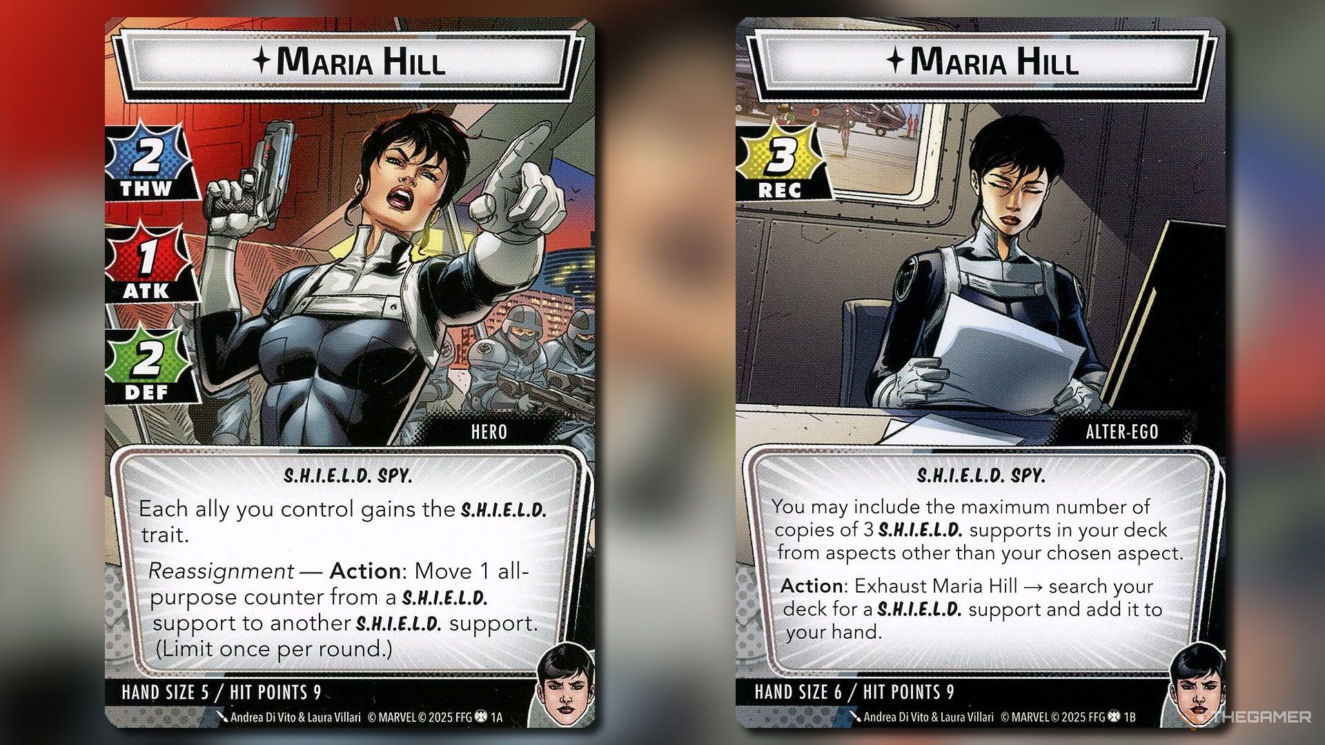 Maria Hill hero card from Marvel Champions.