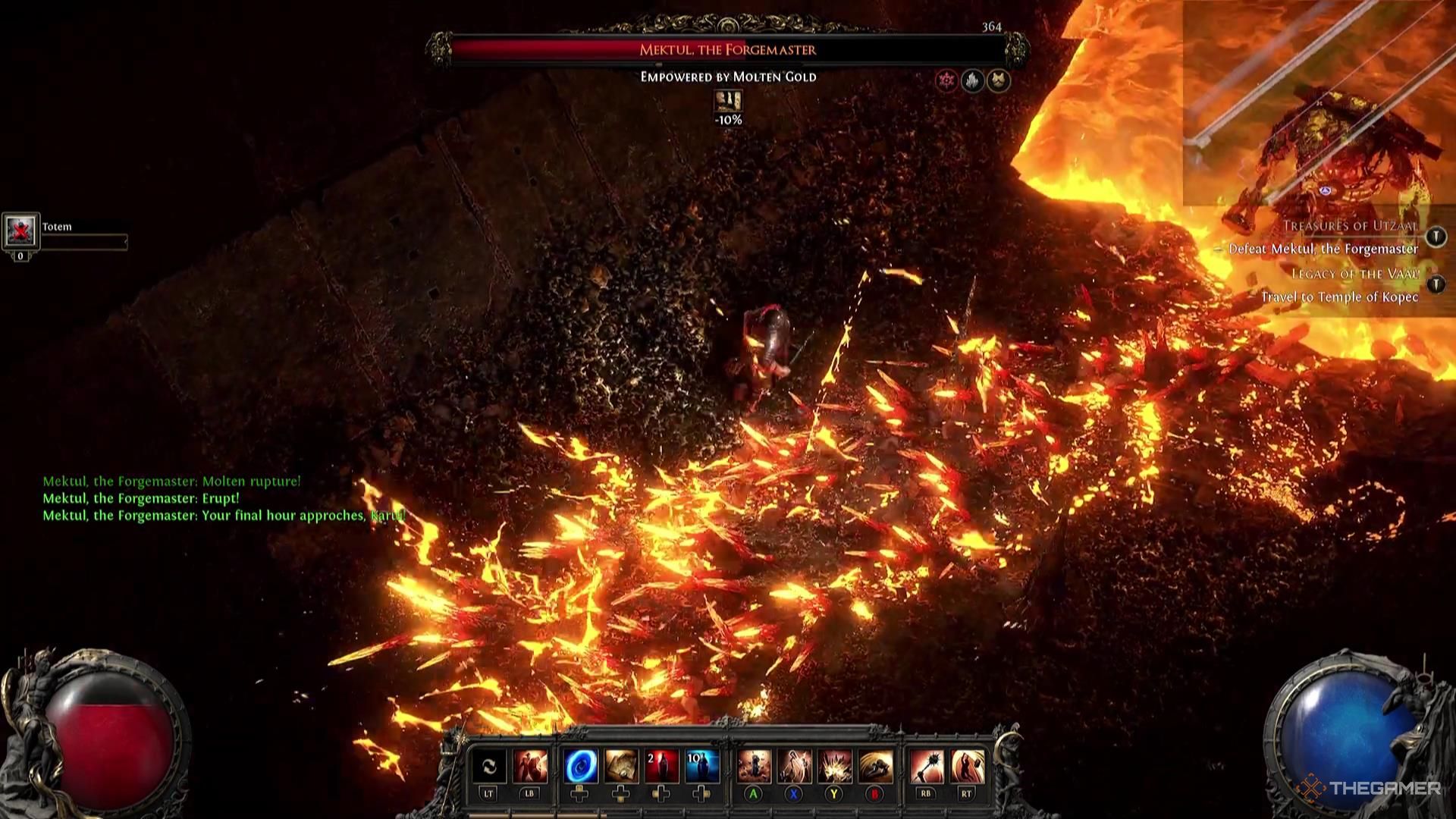 Mektul spreads magma across the ground in Path of Exile 2.