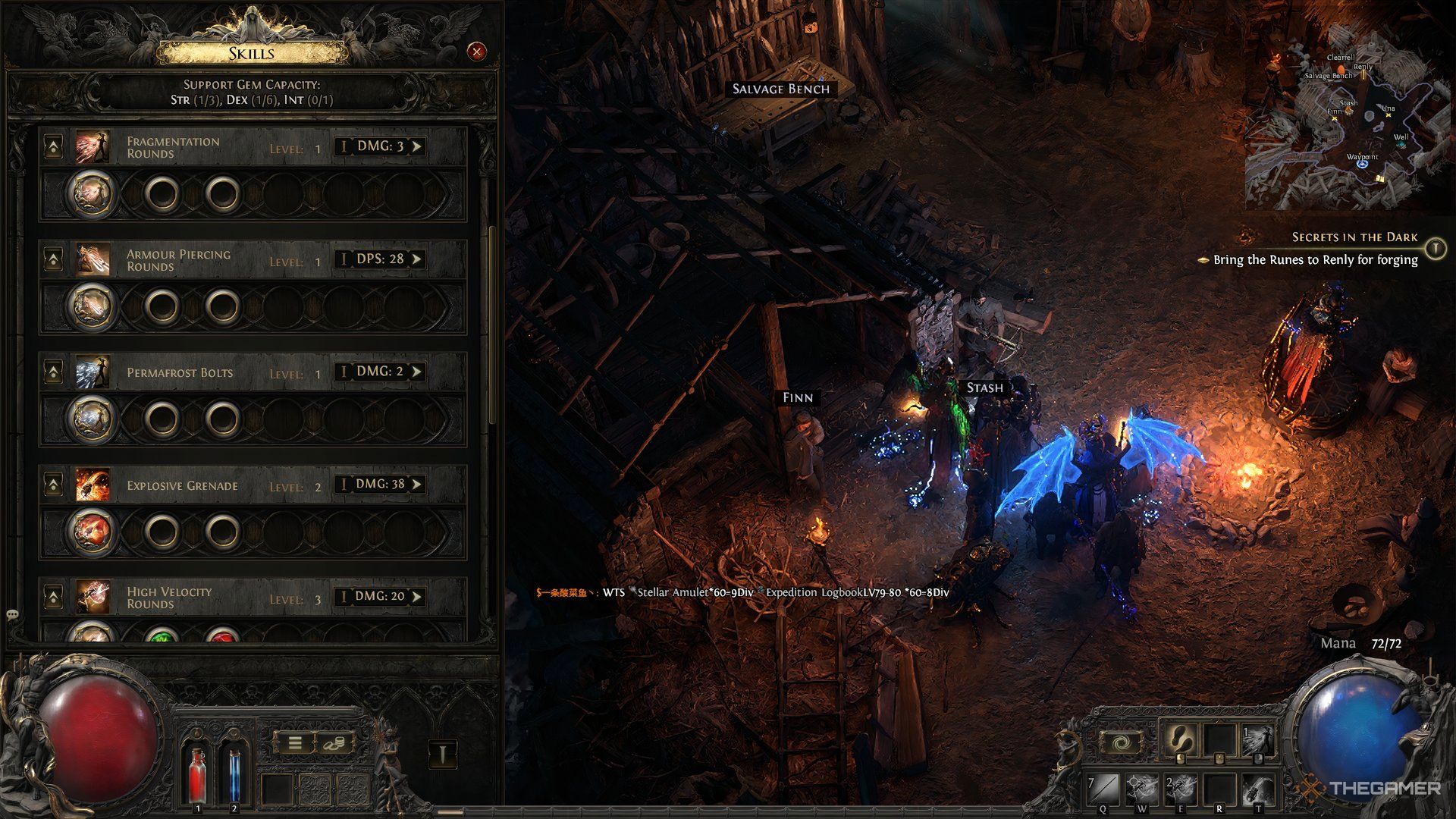 Mercenary skill display menu on the left in Path of Exile 2.