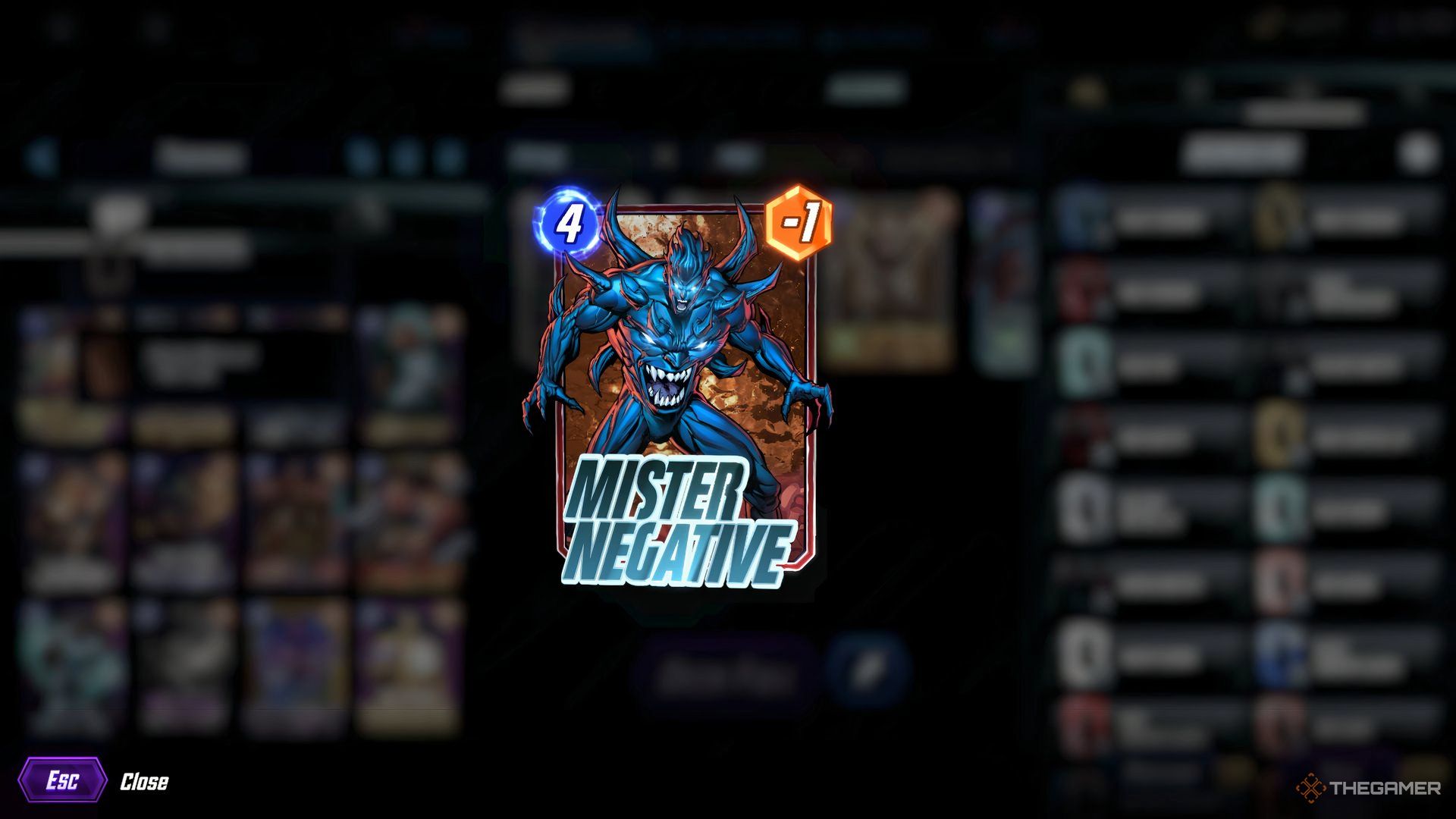 A card image of Mister Negative in his monster form in Marvel Snap.