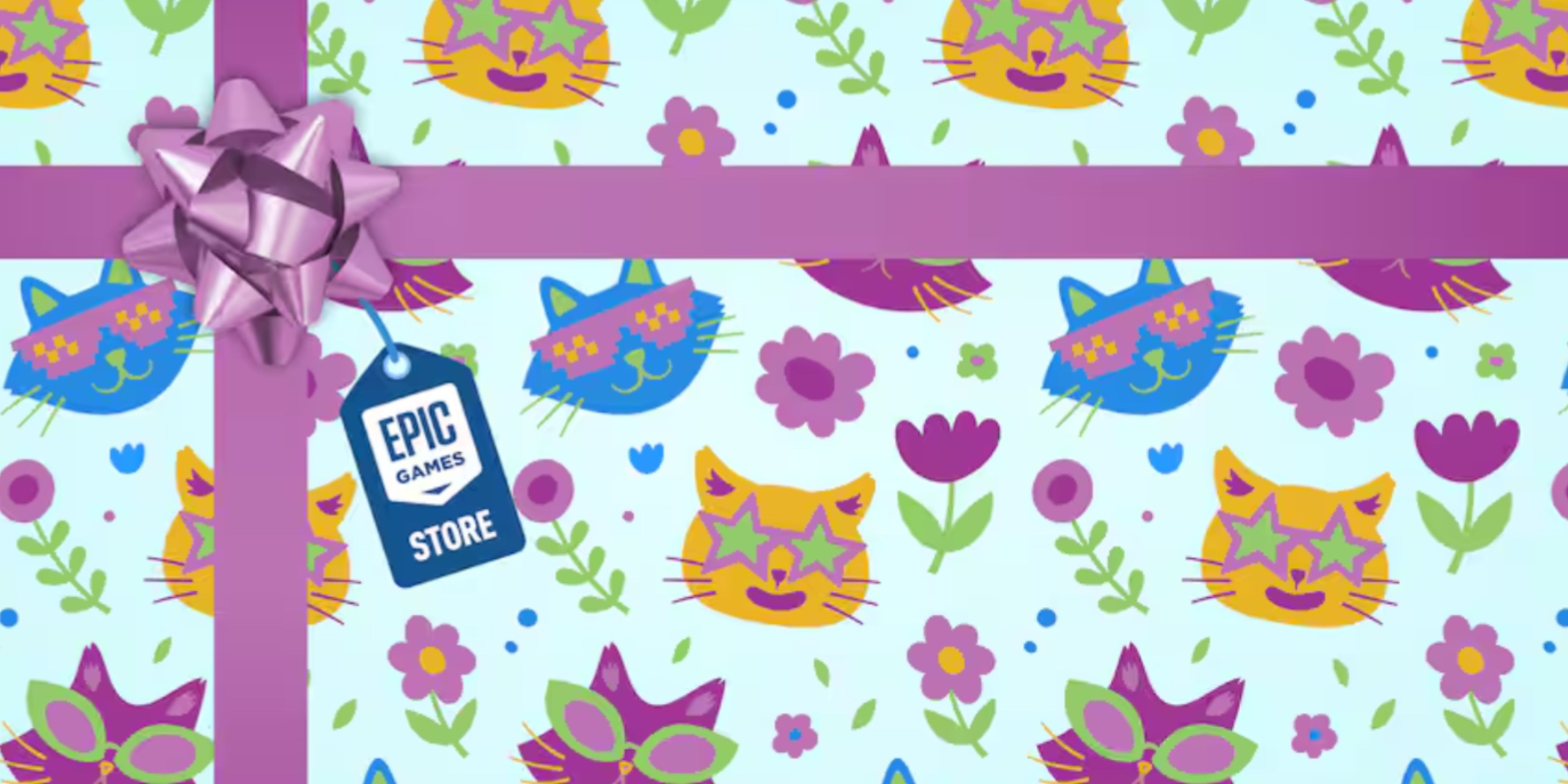 epic games store with cat wrapping paper.