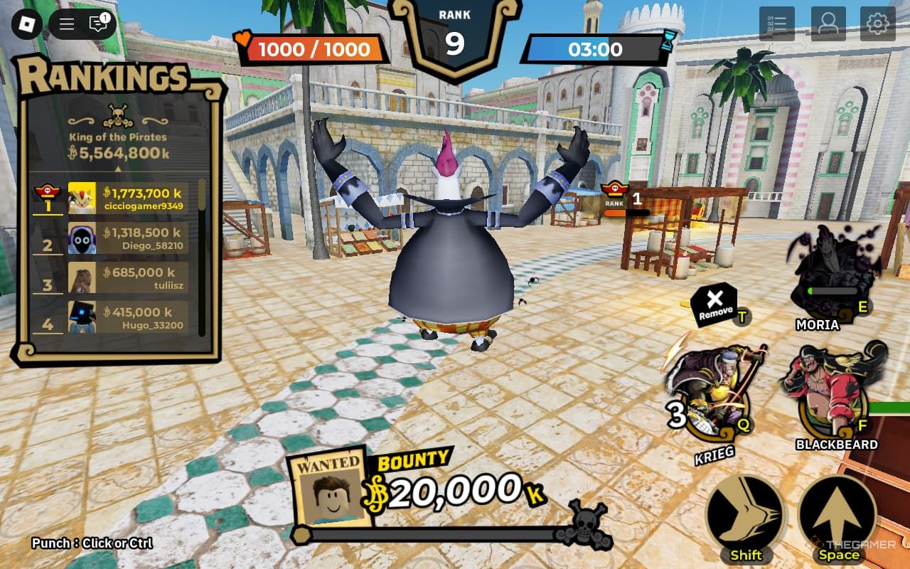 Gecko Moria using Brick Bat in One Piece Grand Arena.