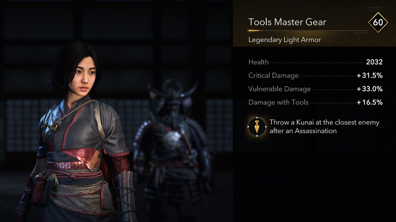 Naoe's Tools Master Gear in Assassin's Creed Shadows.
