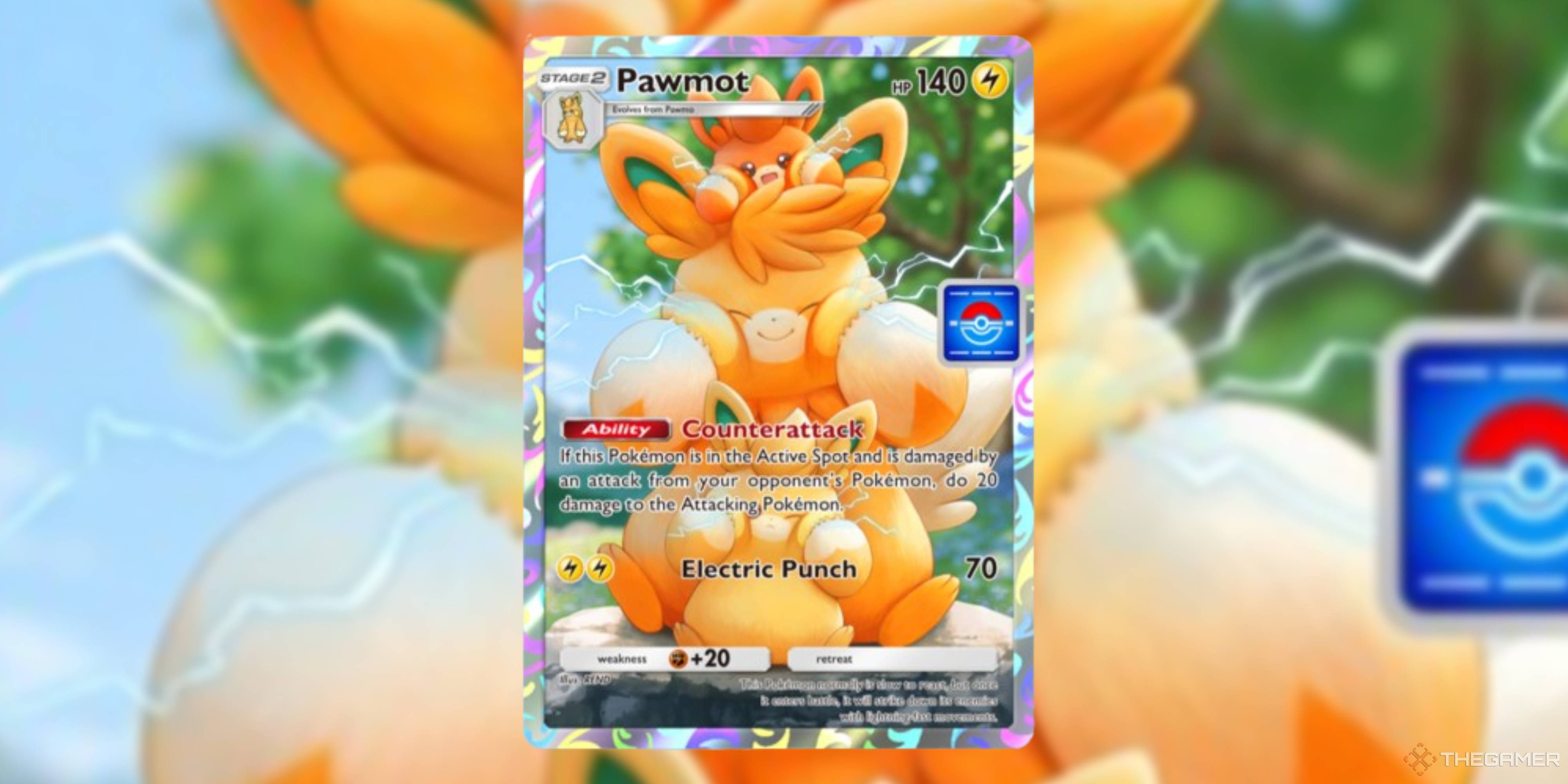 pawmot illustration rare from pokemon tcg pocket.