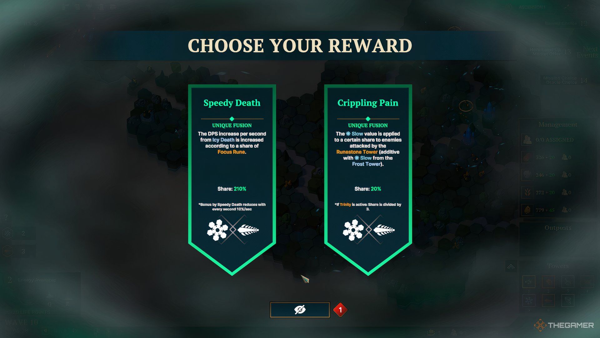 Fusion choices for the Frost and Runestone towers in Nordhold.