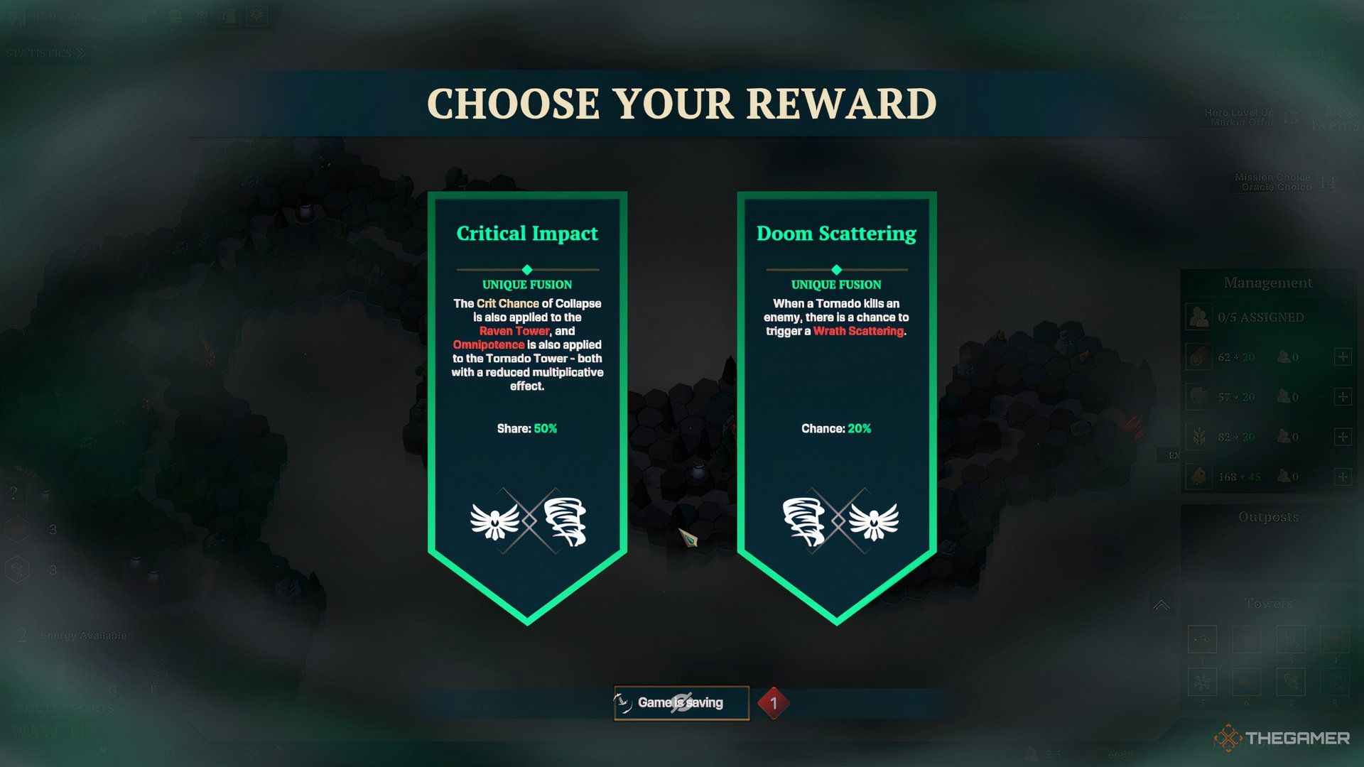 Fusion choices for the Rave and Tornado towers in Nordhold.