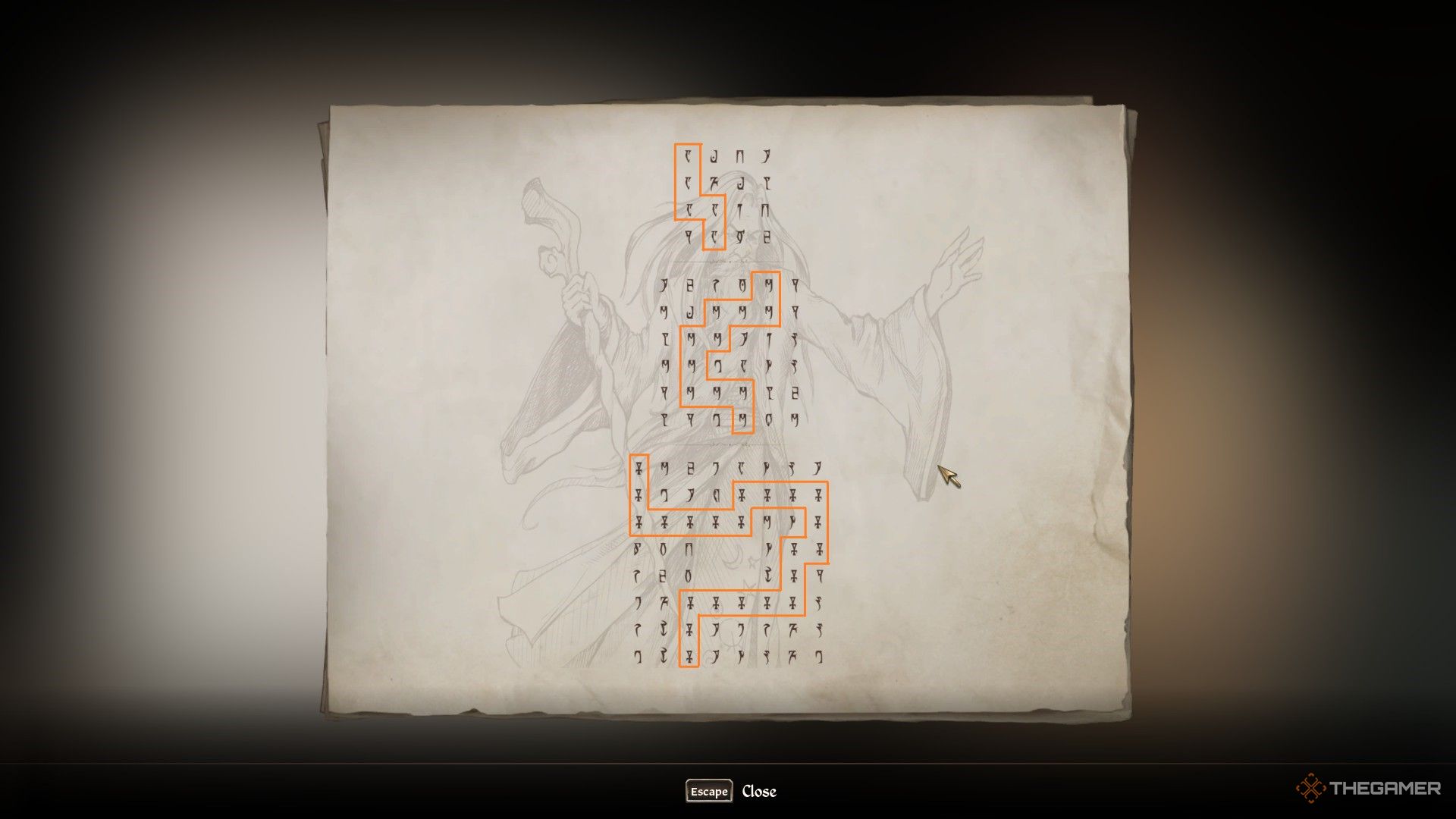 Highlighted pathing on the mysterious note showing the solution to the traps of the nightmare in Oblivion Remastered.
