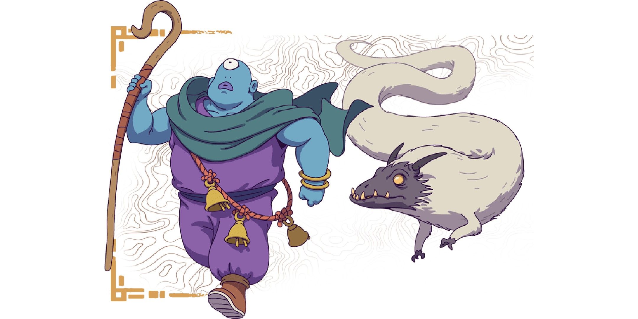 Obojima Tales from the Tall Grass image showing a sheep dragon sheperd monk.