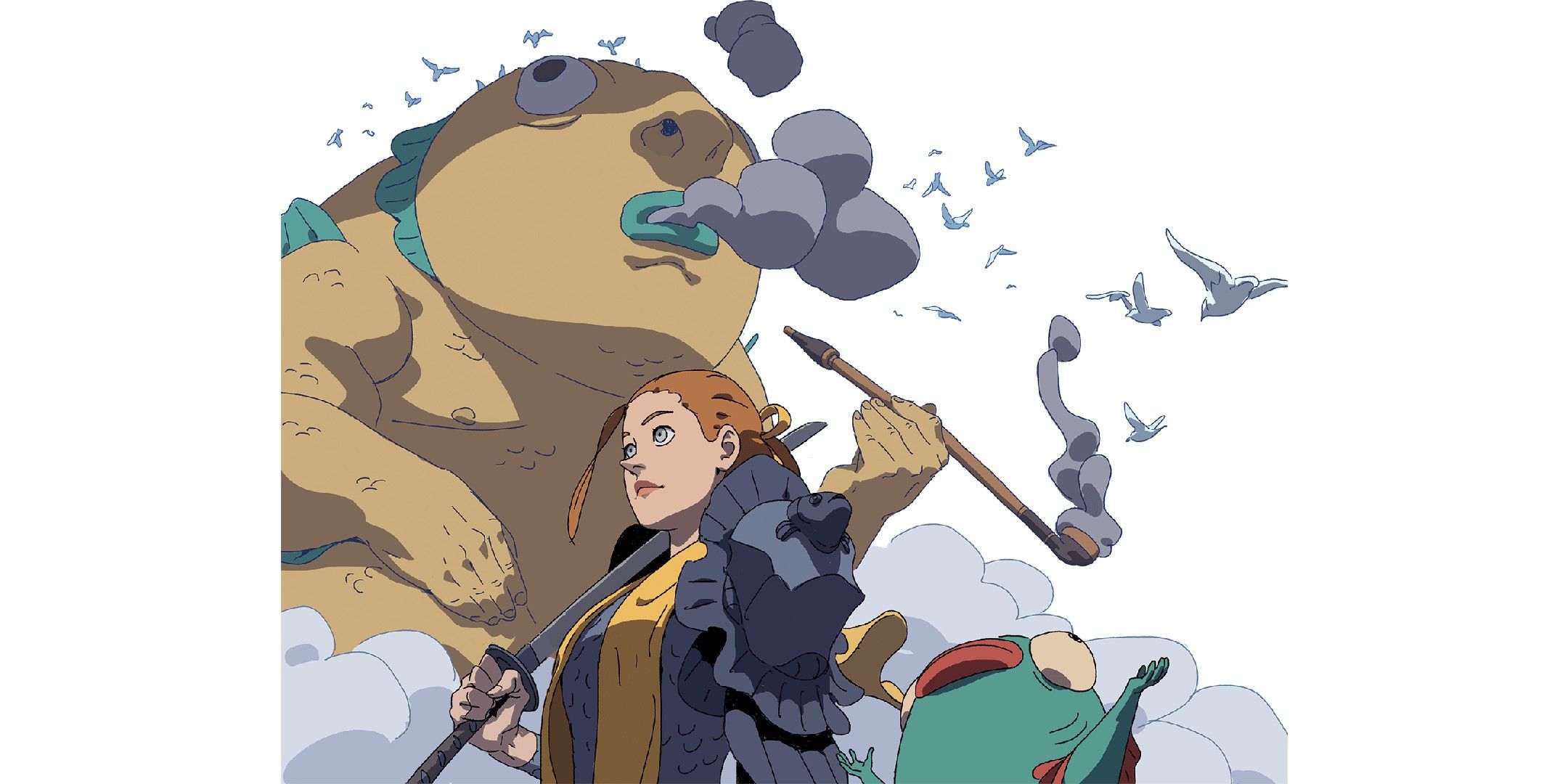 Obojima Tales from the Tall Grass image showing an adventurer surrounded by spirits and birds.