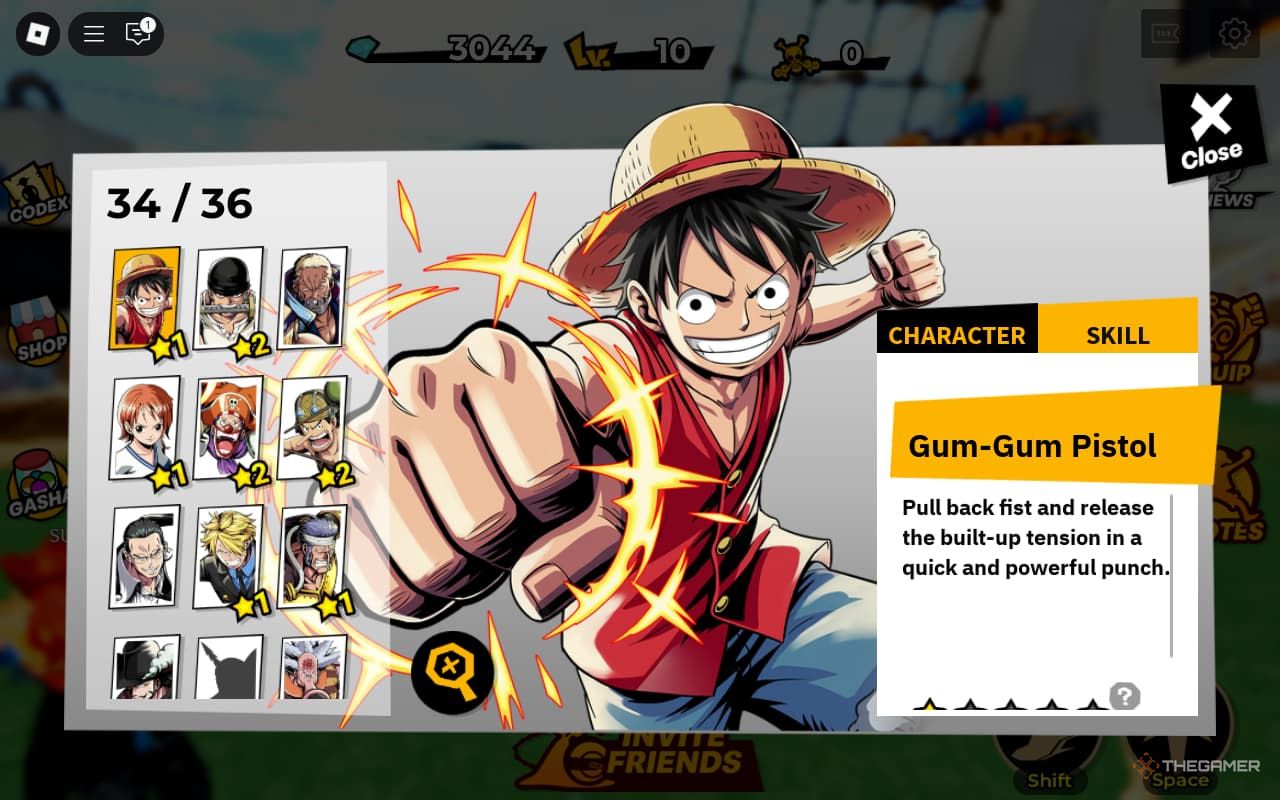 Luffy's character skill showcase in One Piece Grand Arena.