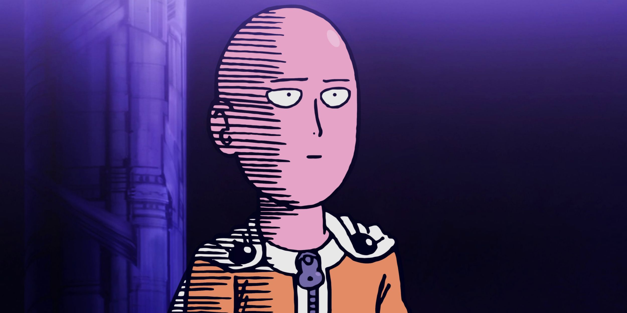 Saitama from One Punch Man looking goofy.