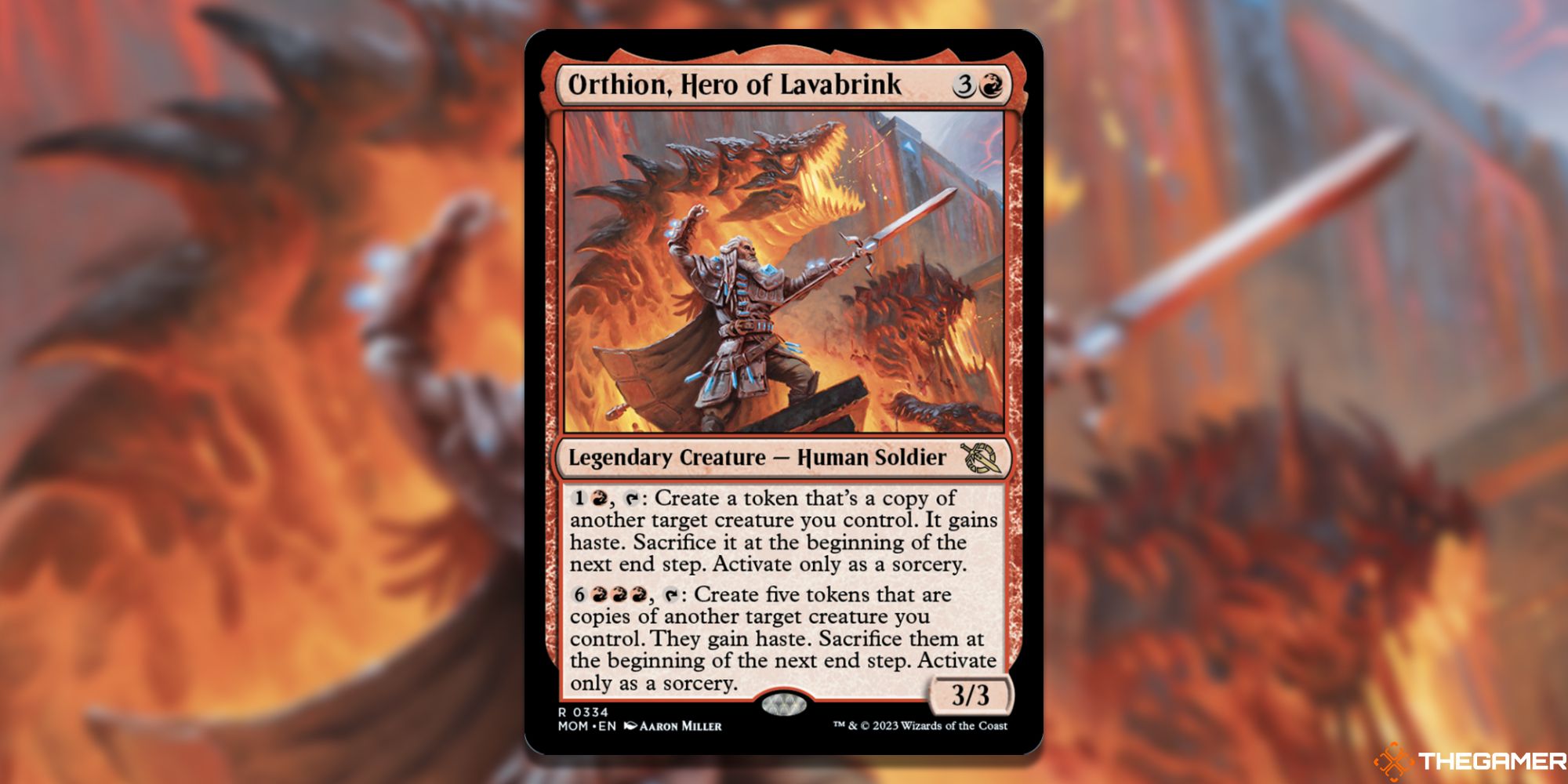 Orthion, Hero of Lavabrink card and artwork in Magic The Gathering.
