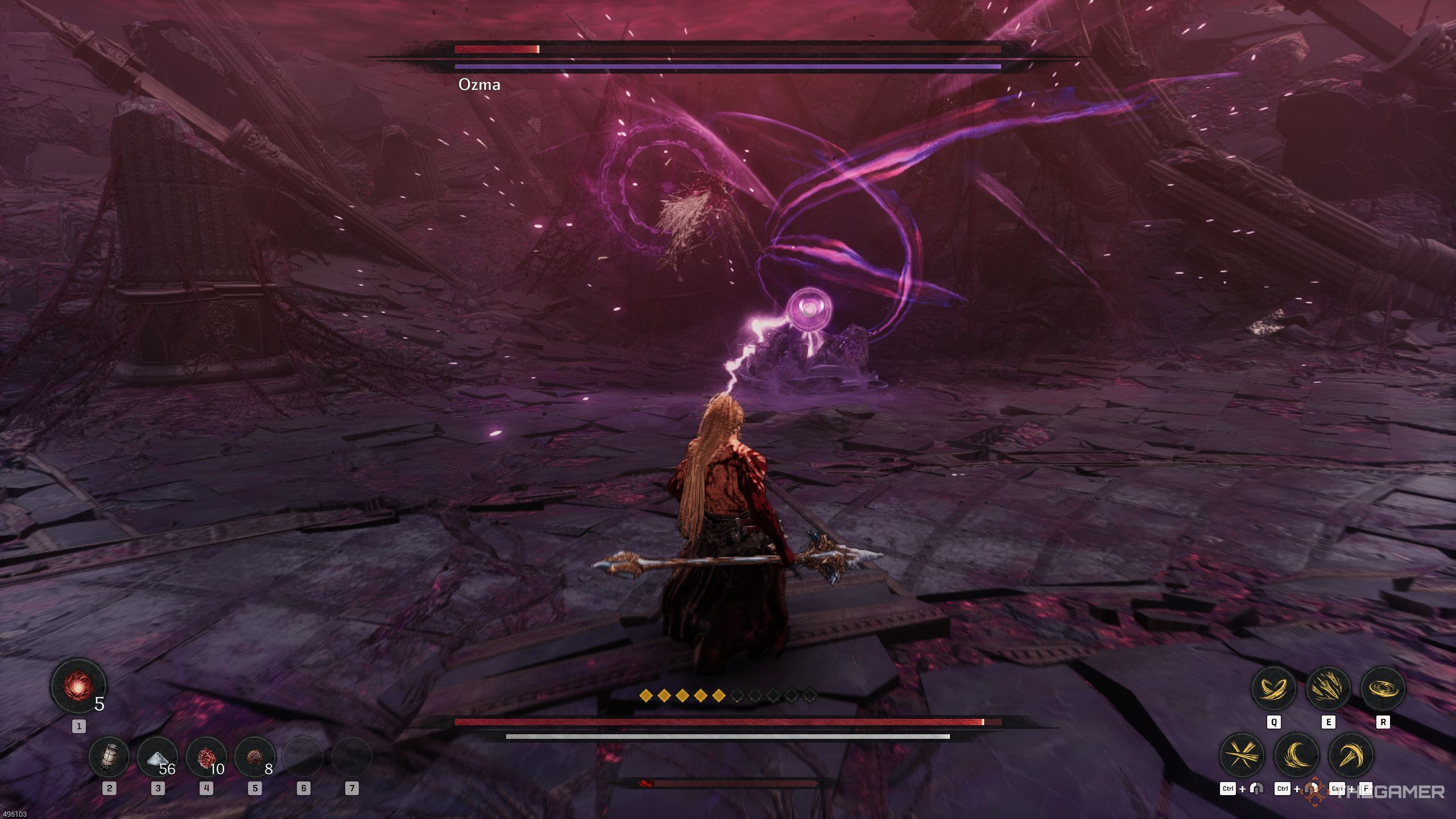 Ozma restoring his health in The First Berserker: Khazan.