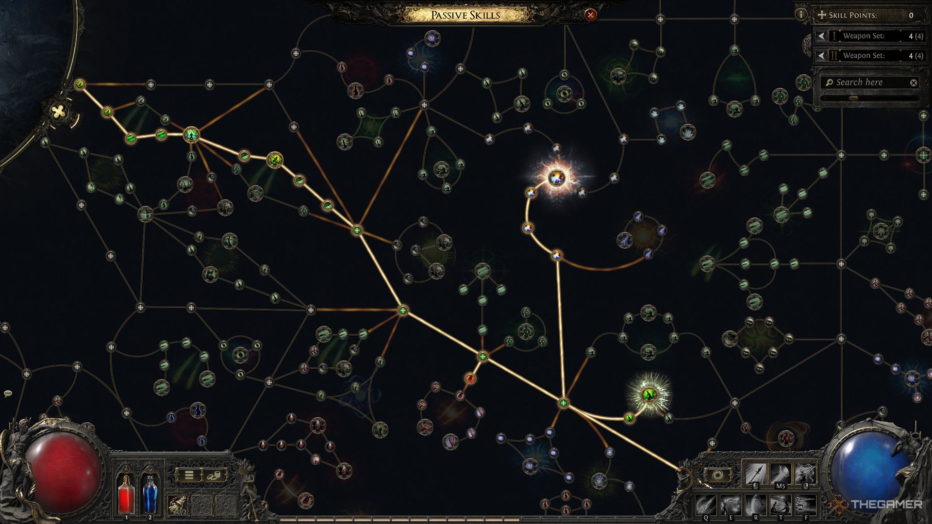 The beginning of the Passive Tree for a Lightning Spear build in Path of Exile 2.