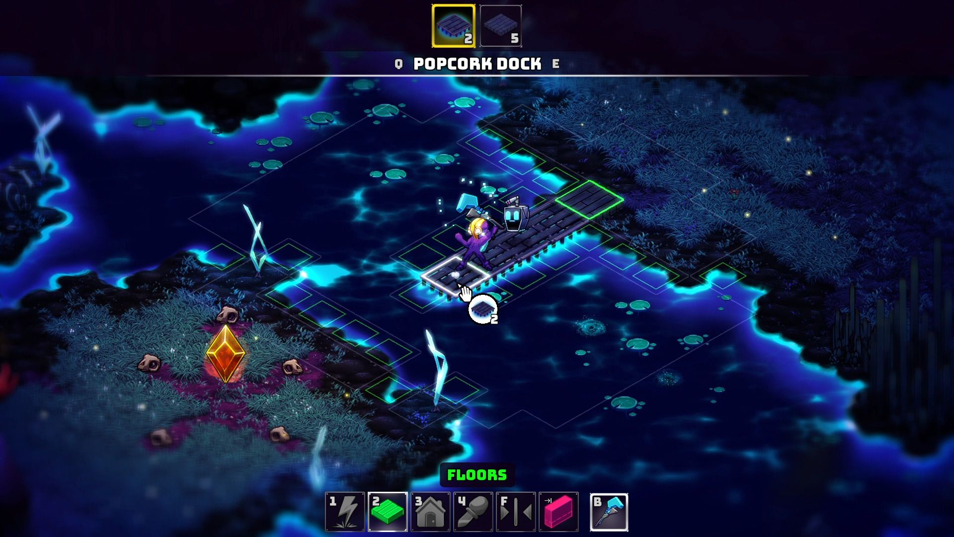 Placing Popcork Docks in Crashlands 2.