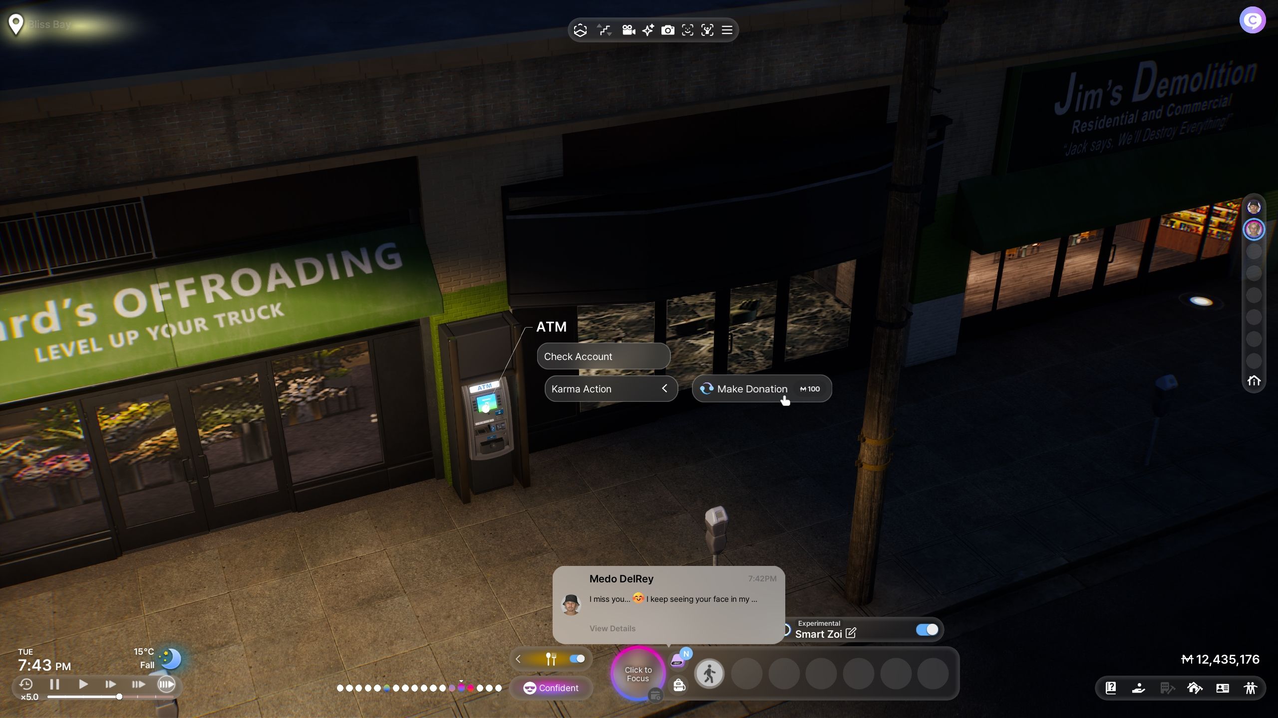 Player about to make a donation to the ATM - inzoi