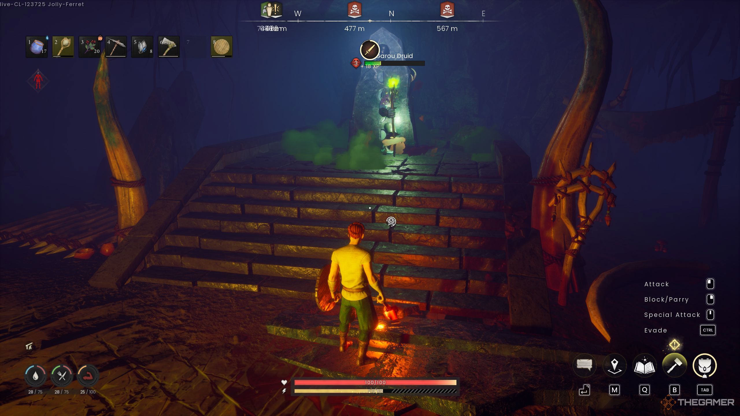 Player fighting Garou Druid in Runescape: Dragonwilds.