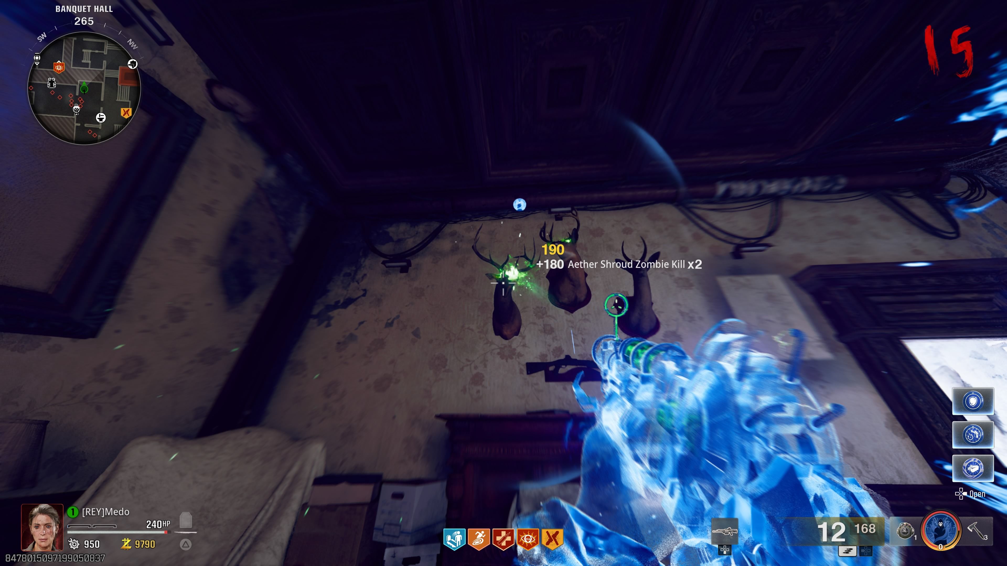 Player is looking at the left deer head that shows the field upgrade symbol - bo6