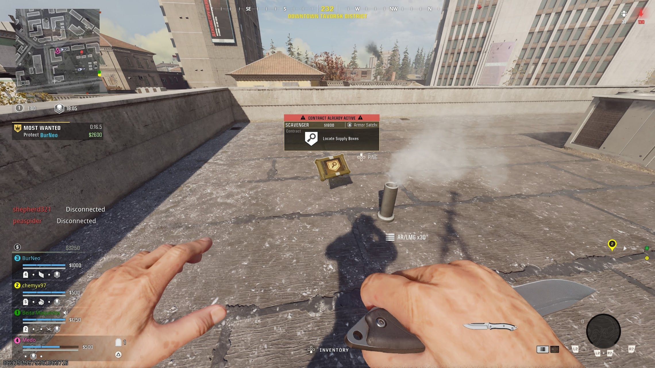 Player standing in front of Scavenger contract - bo6