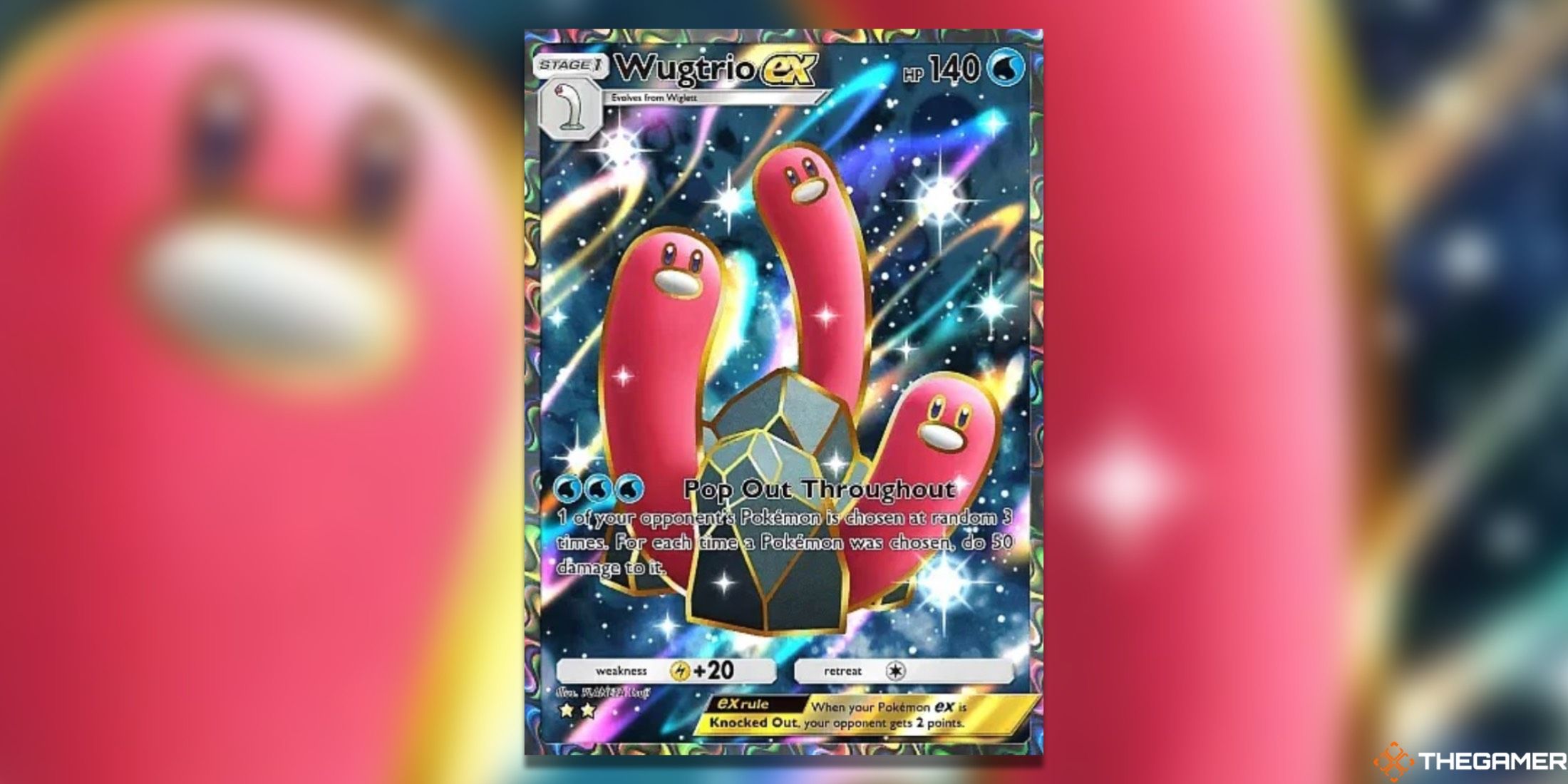 The Wugtrio EX Full Art in Pokemon Trading Card Game Pocket.