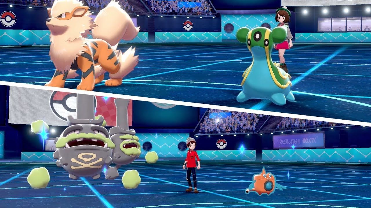 A doubles battle scene from Pokemon Sun.