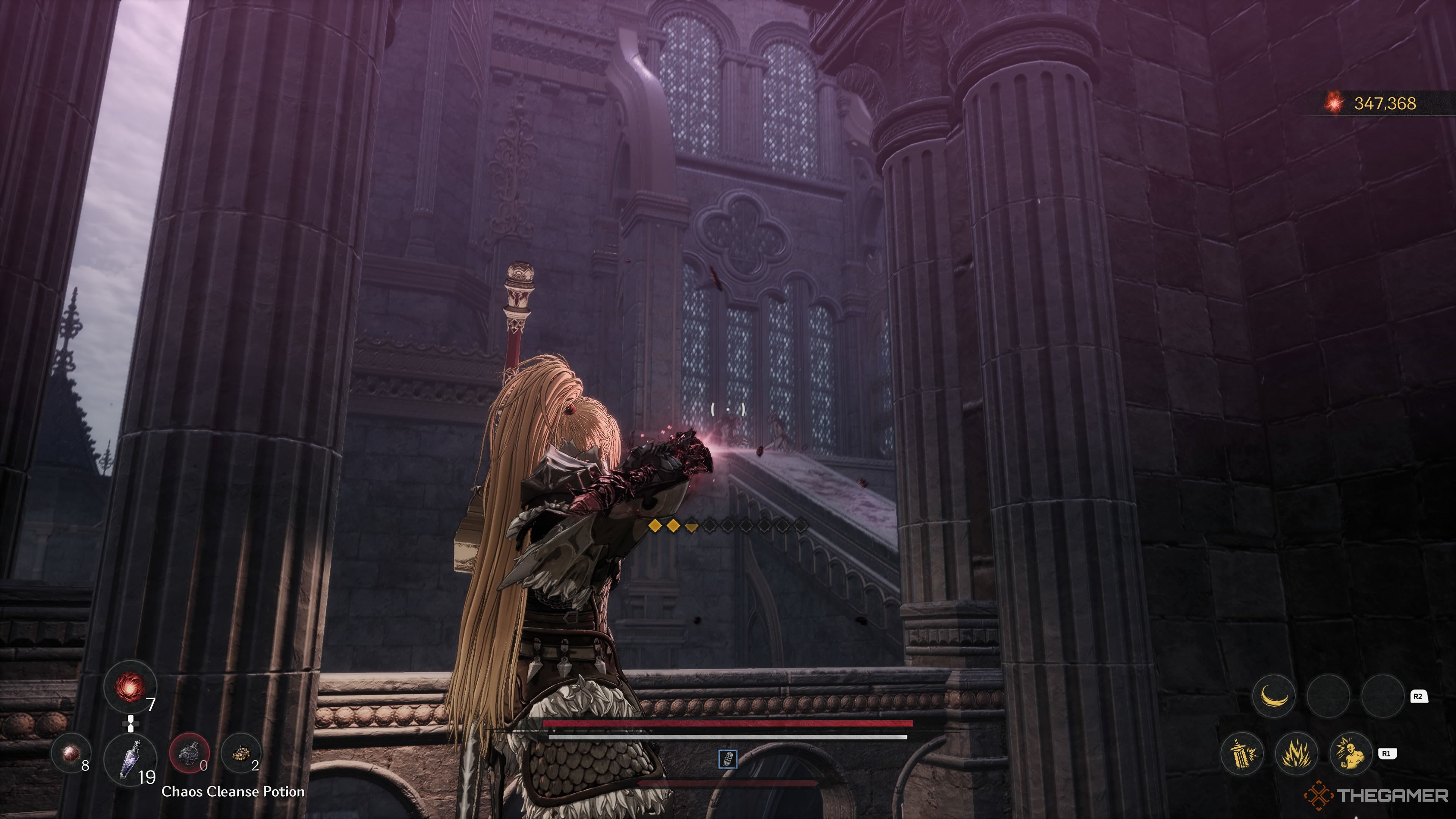 Preemptively taking out the Yoma Shamen's in the rooftop section of the Bloodied Sanctuary in The First Berserker Khazan.