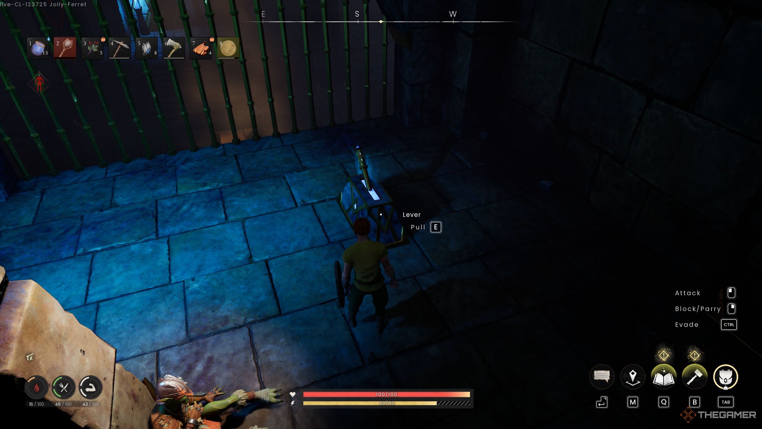 Player standing in front of a lever in Runescape Dragonwilds