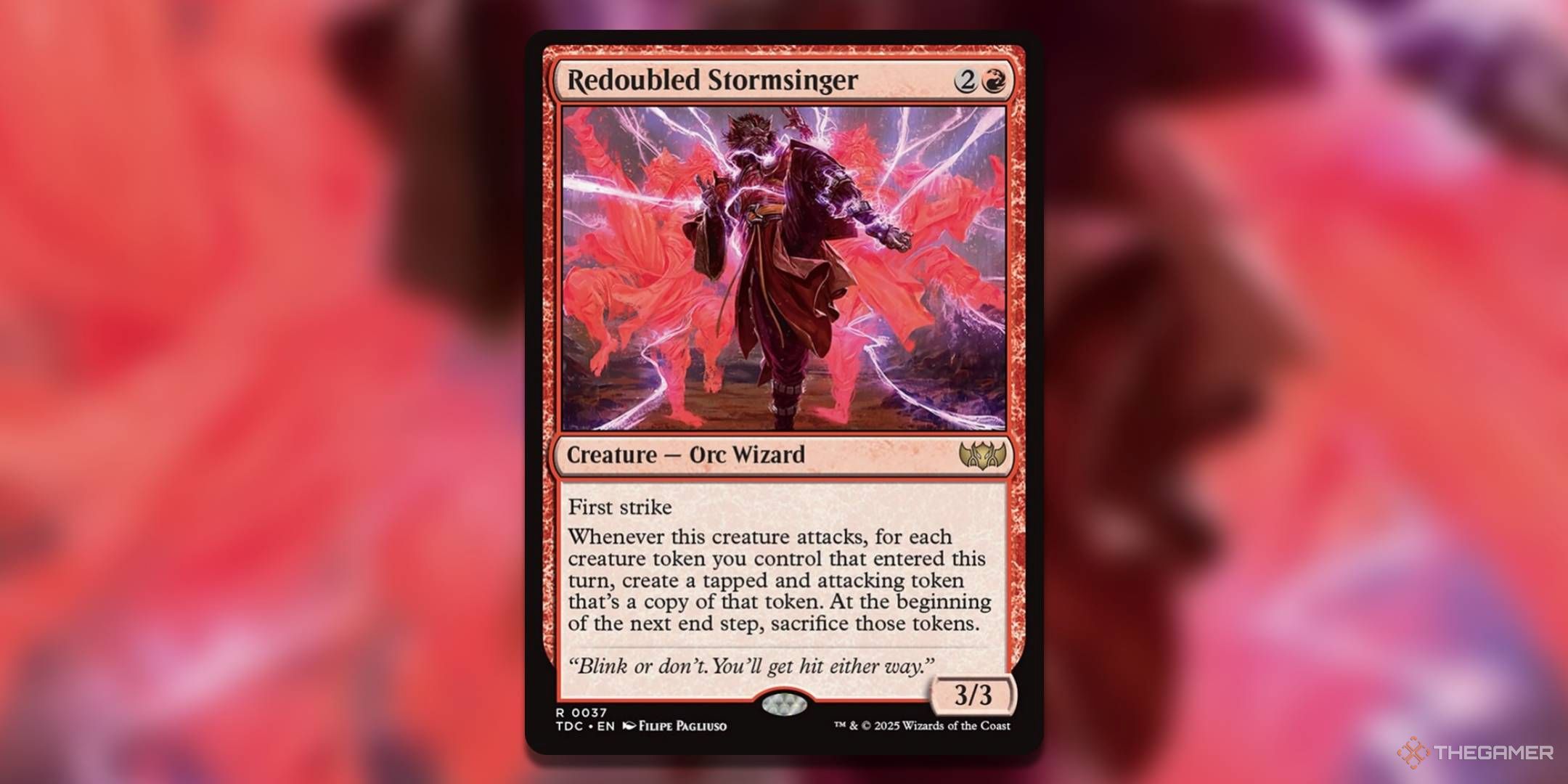 The Redoubled Stormsinger card, from Tarkir: Dragonstorm Commander.