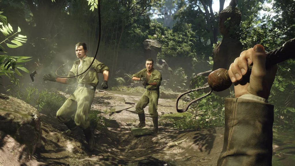 Indiana Jones using his iconic whip in Indiana Jones & The Great Circle combat. 