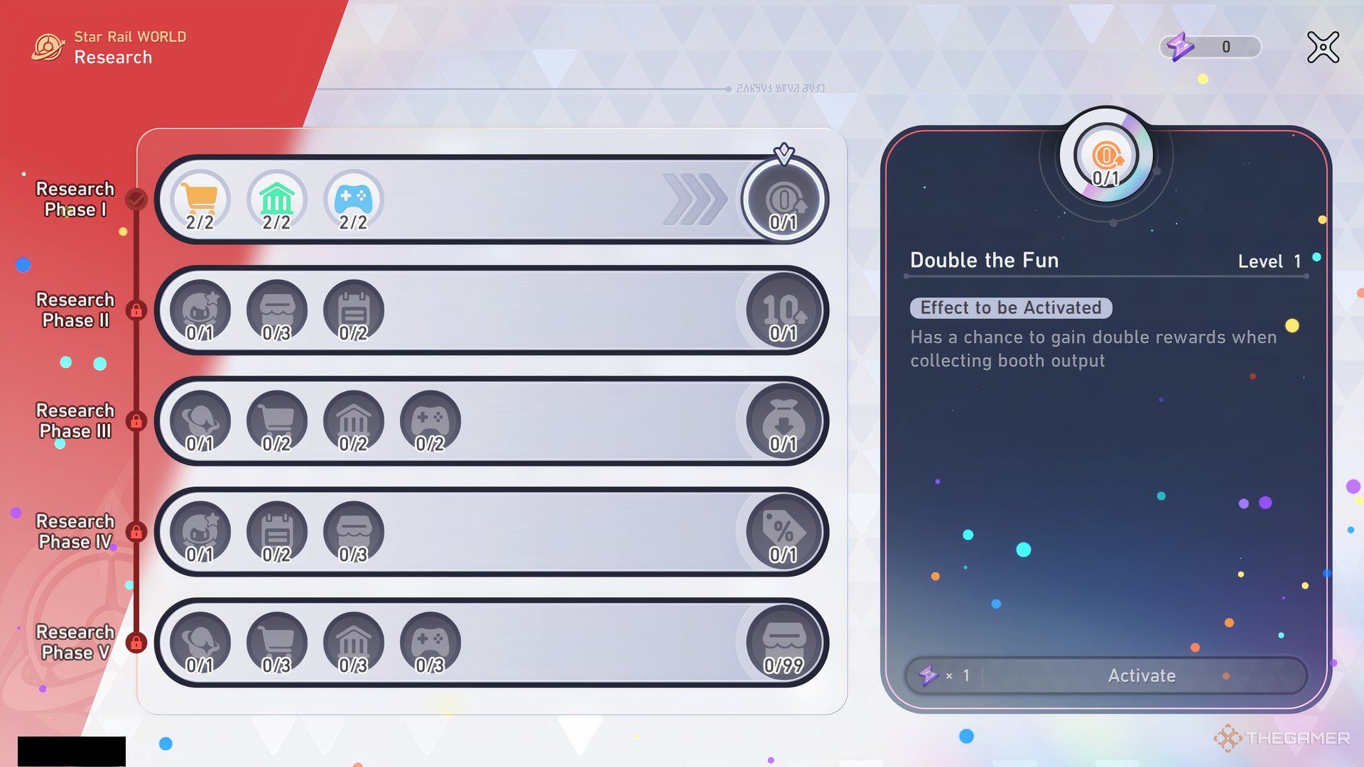 Research screen in Star Rail WORLD in Honkai Star Rail.