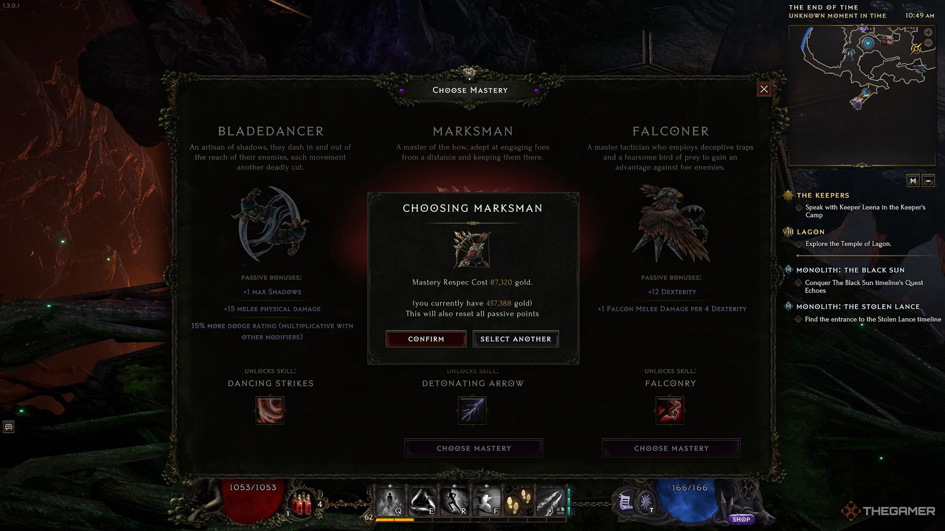 The menu for changing your Class Mastery option in Last Epoch.