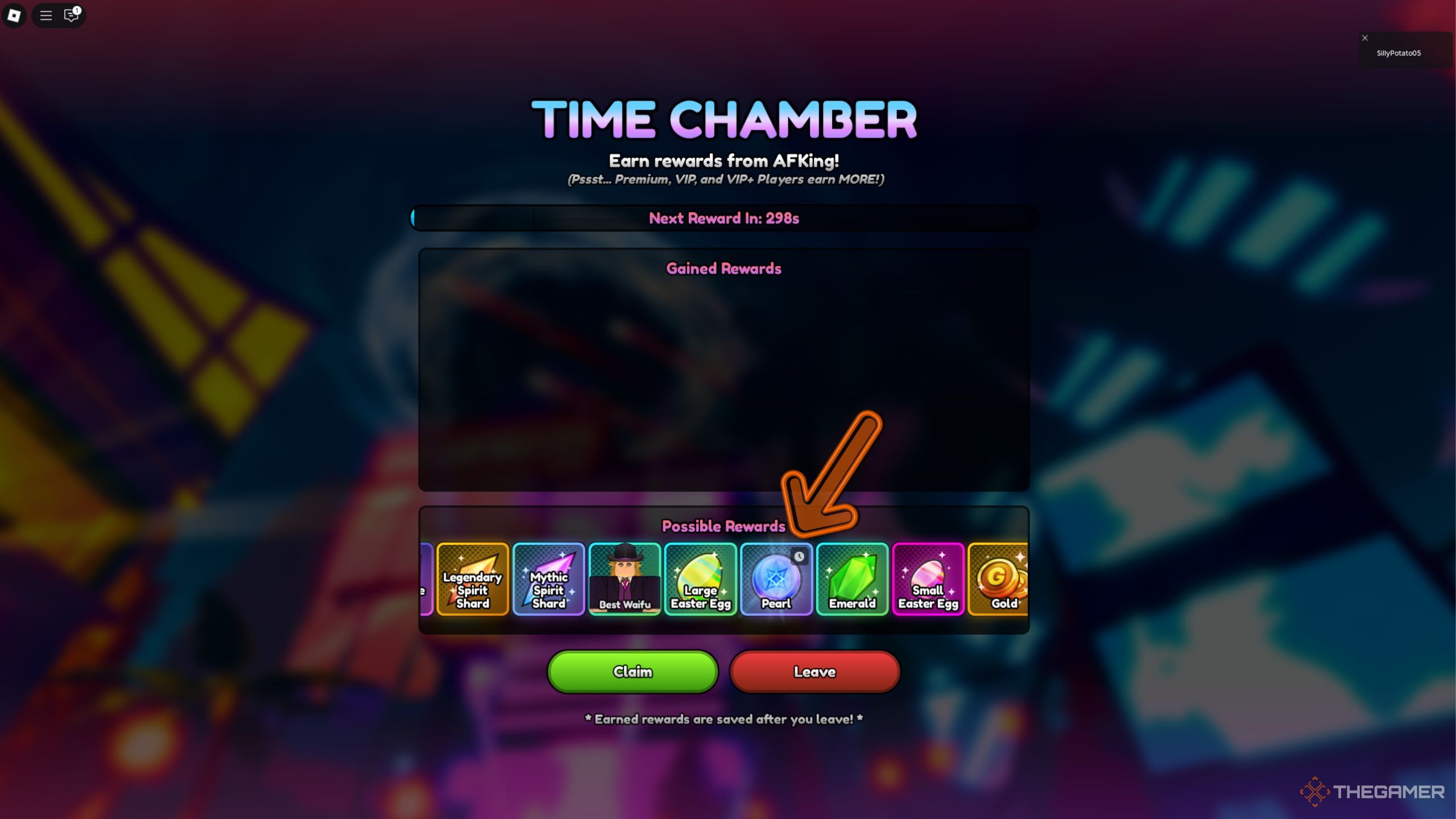 Roblox Anime Last Stand getting pearl from afk chamber.