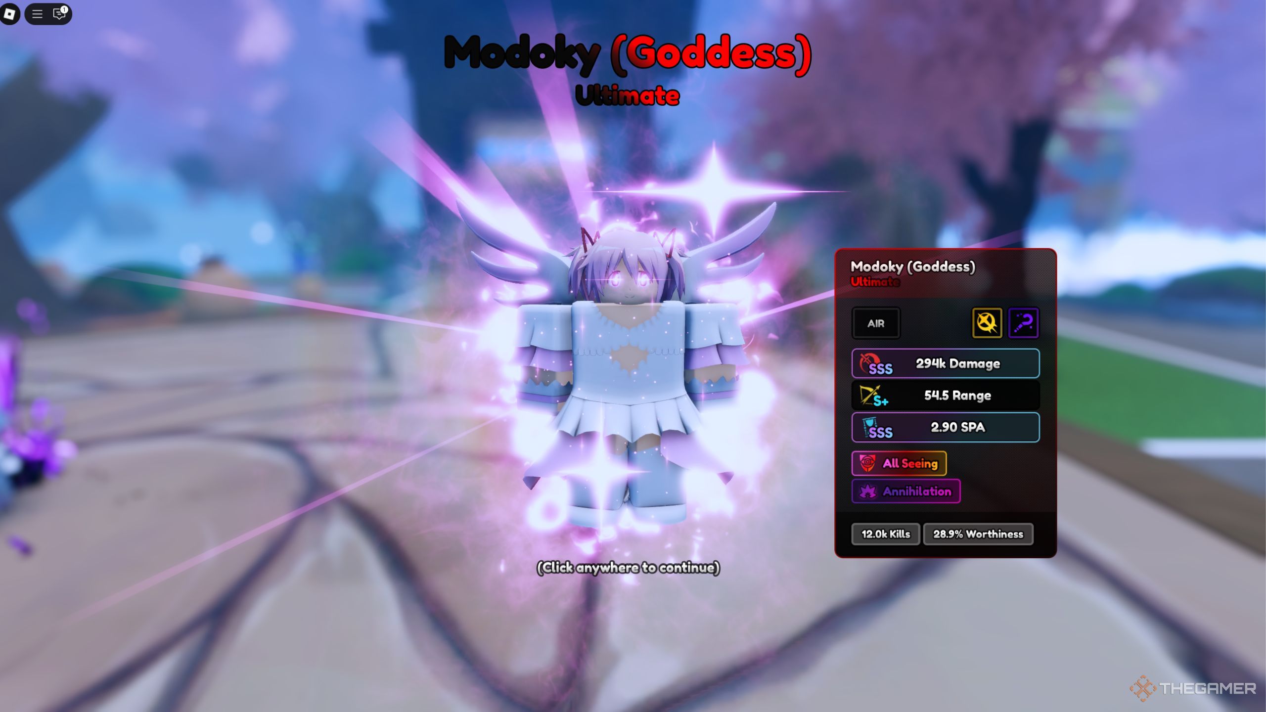 Roblox Anime Last Stand Modoky goddess ultimate unit showcase.