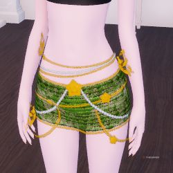 Roblox Dress to Impress - A green beaded skirt in a square image.