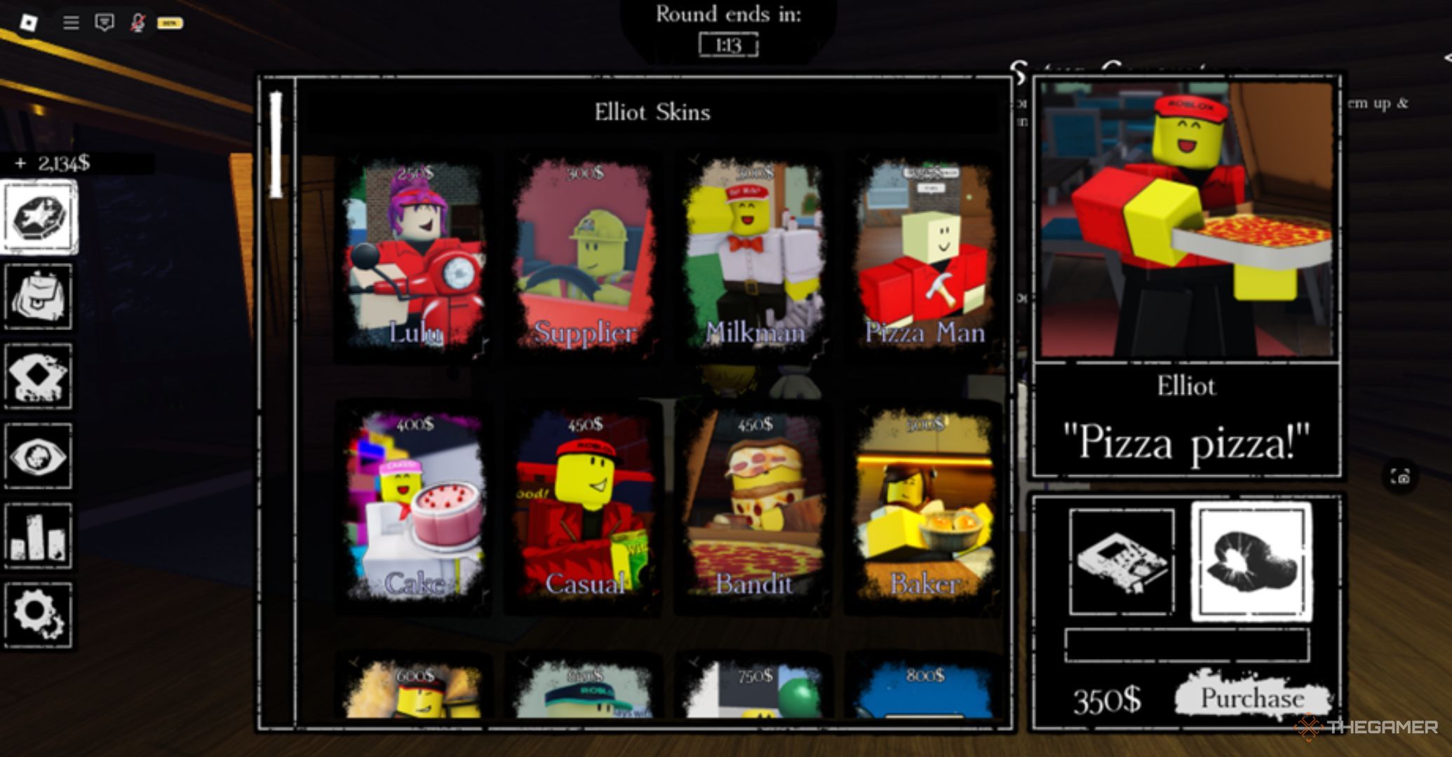 Roblox Forsaken - Forsaken shop interface in the main lobby showing coin prices for survivors and cosmetics.