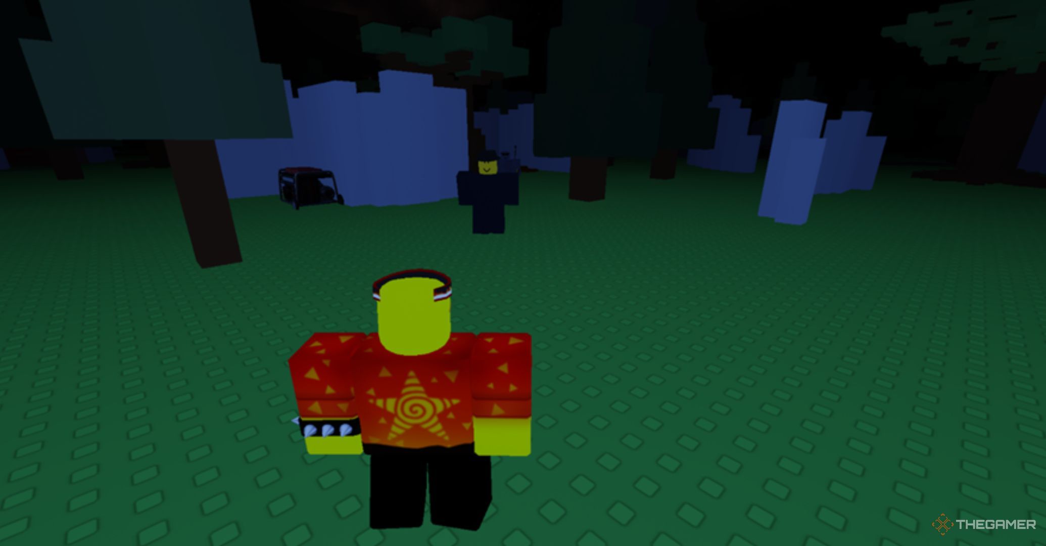 Roblox Forsaken - Elliot Survivor And C00lKidd Killer staring at each other.