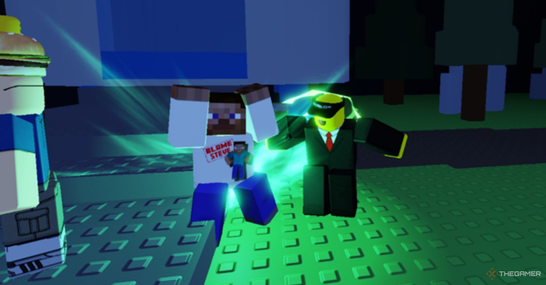 Roblox Forsaken - Shedelsky Elliot dance, shedelsky with minecraft steve skin and elliot with manager skin.