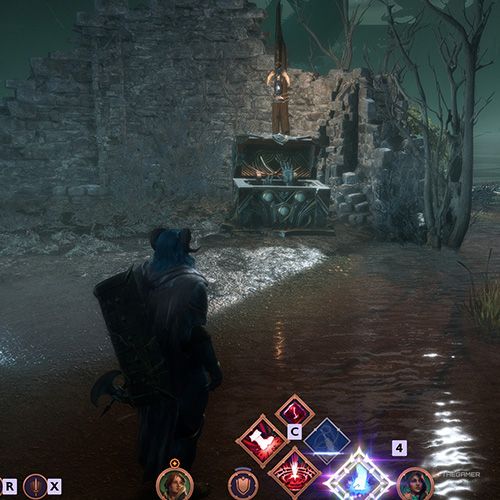 Rook finds a chest that contains an unique item in Solitude's Edge in Dragon Age: Veilguard.