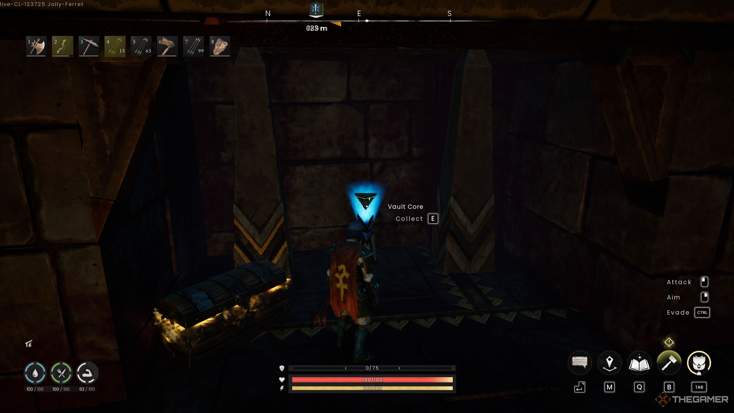Runescape: Dragonwilds player standing in front of the First Vault Core.