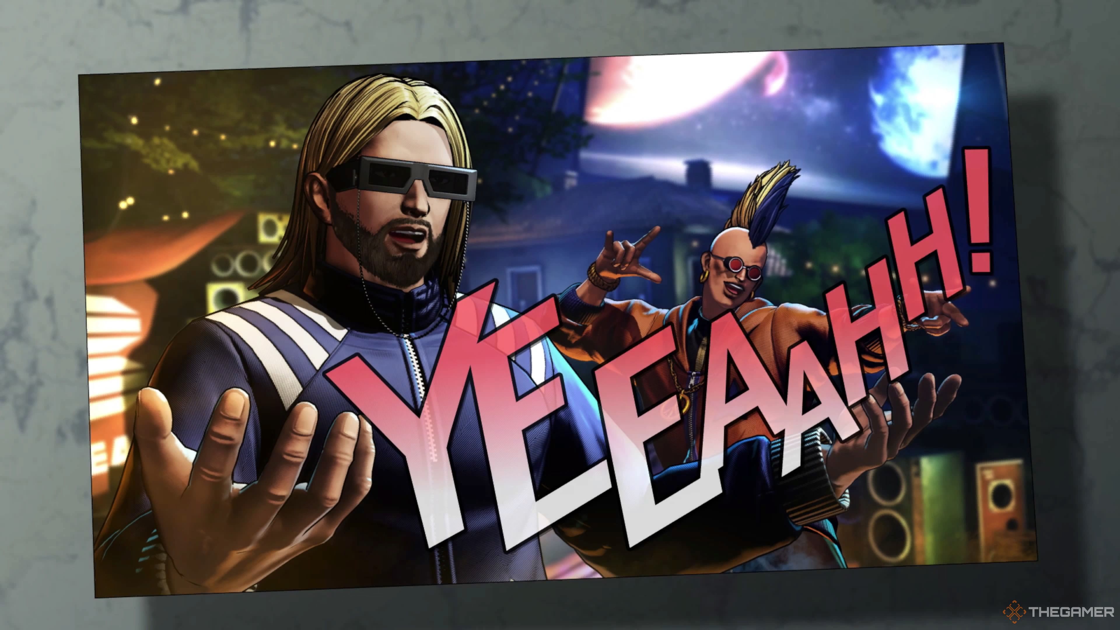 Salvatore Ganacci and Duck King getting stoked in Fatal Fury City of the Wolves.