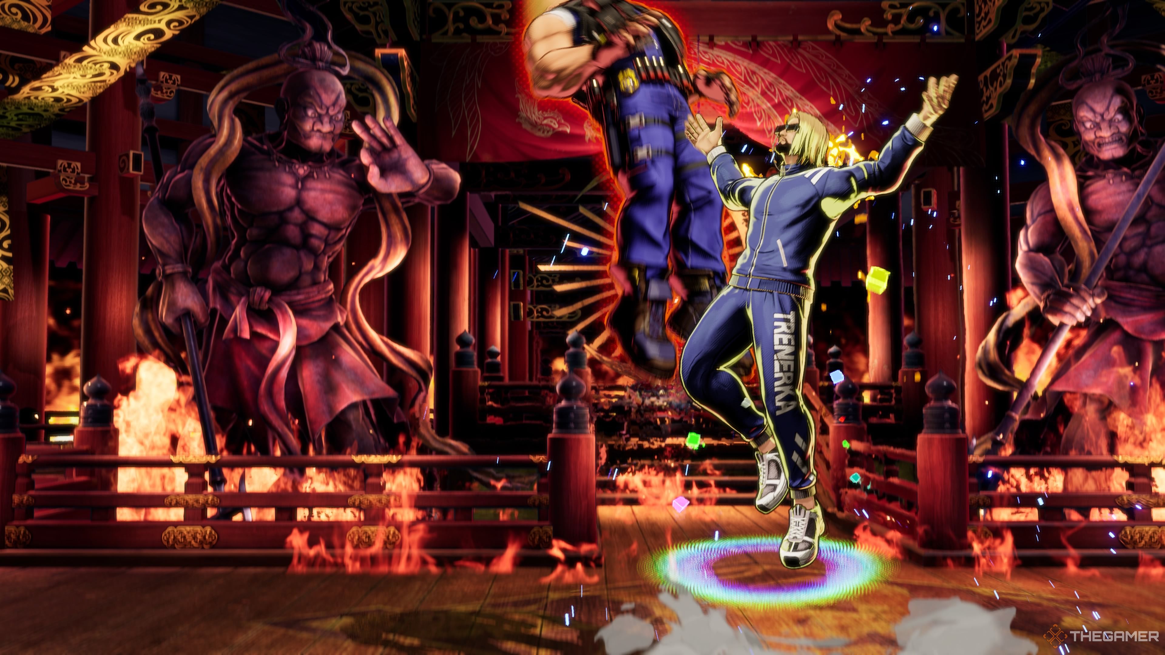 Salvatore Ganacci using flying attack in Fatal Fury City of the Wolves.