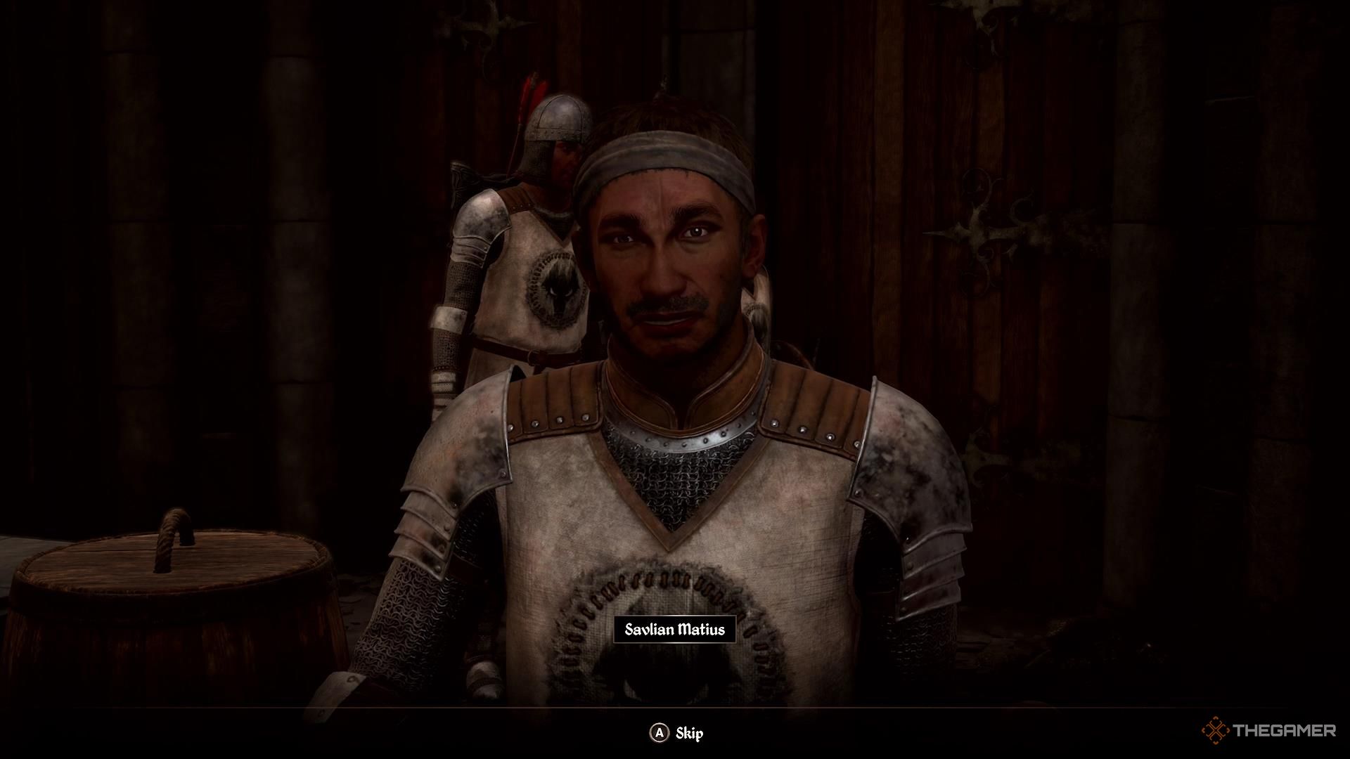 Savlian speaks to us from inside the chapen in Oblivion Remastered.