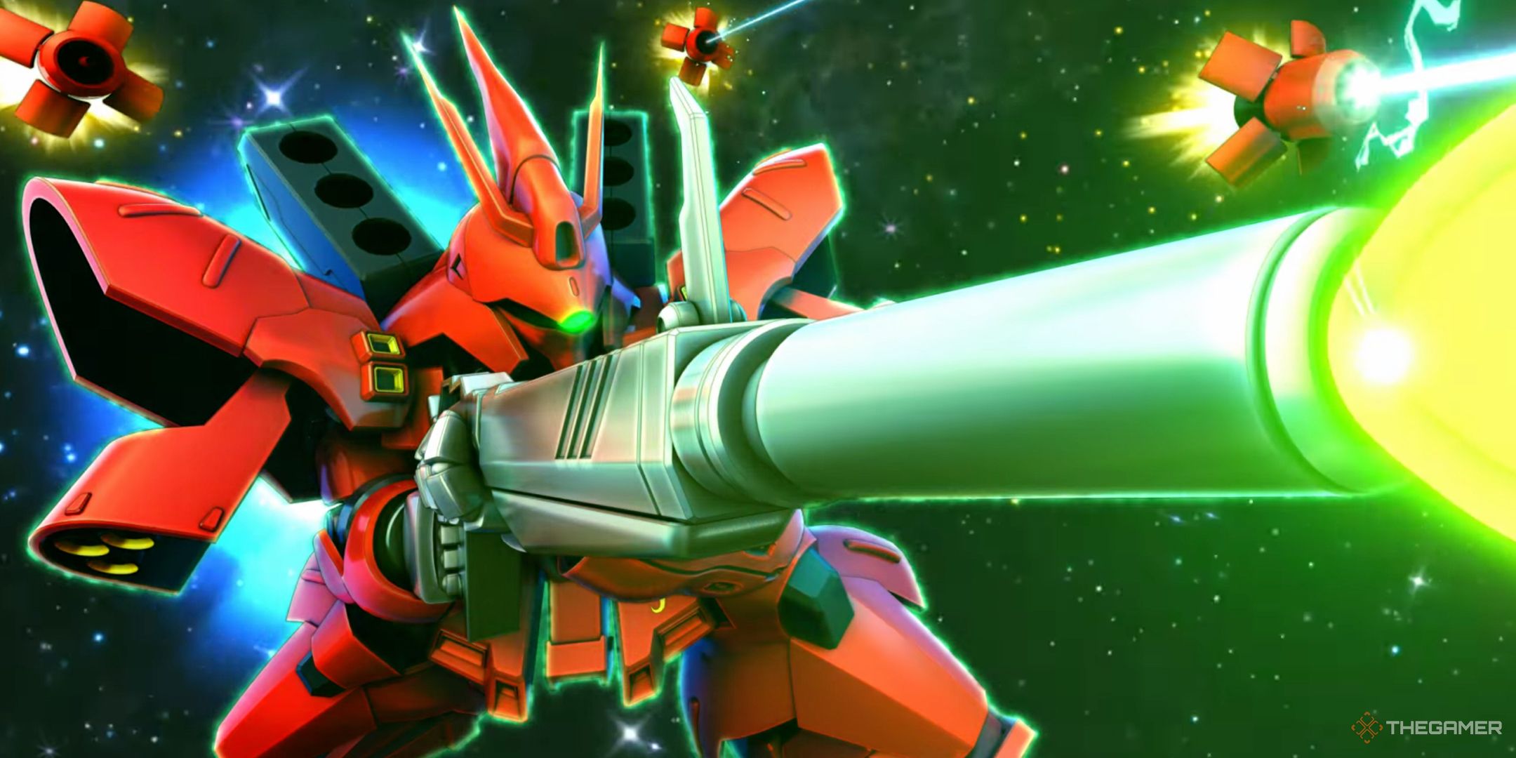 Sazabi's max limit break animation in SD Gundam G Generation Eternal.